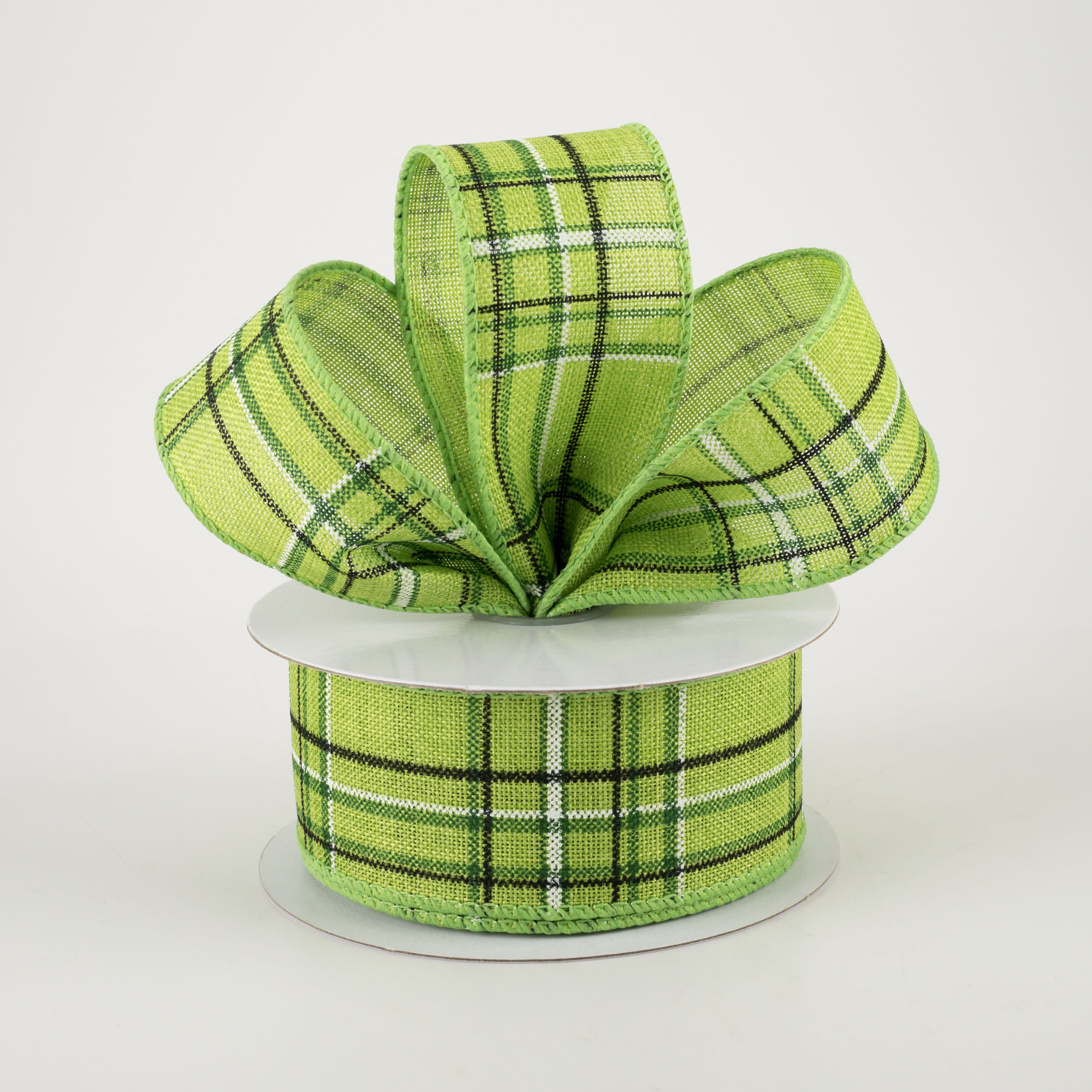 1.5" Cornelia Plaid Ribbon: Green, White & Black (10 Yards) Lifestyle Photo