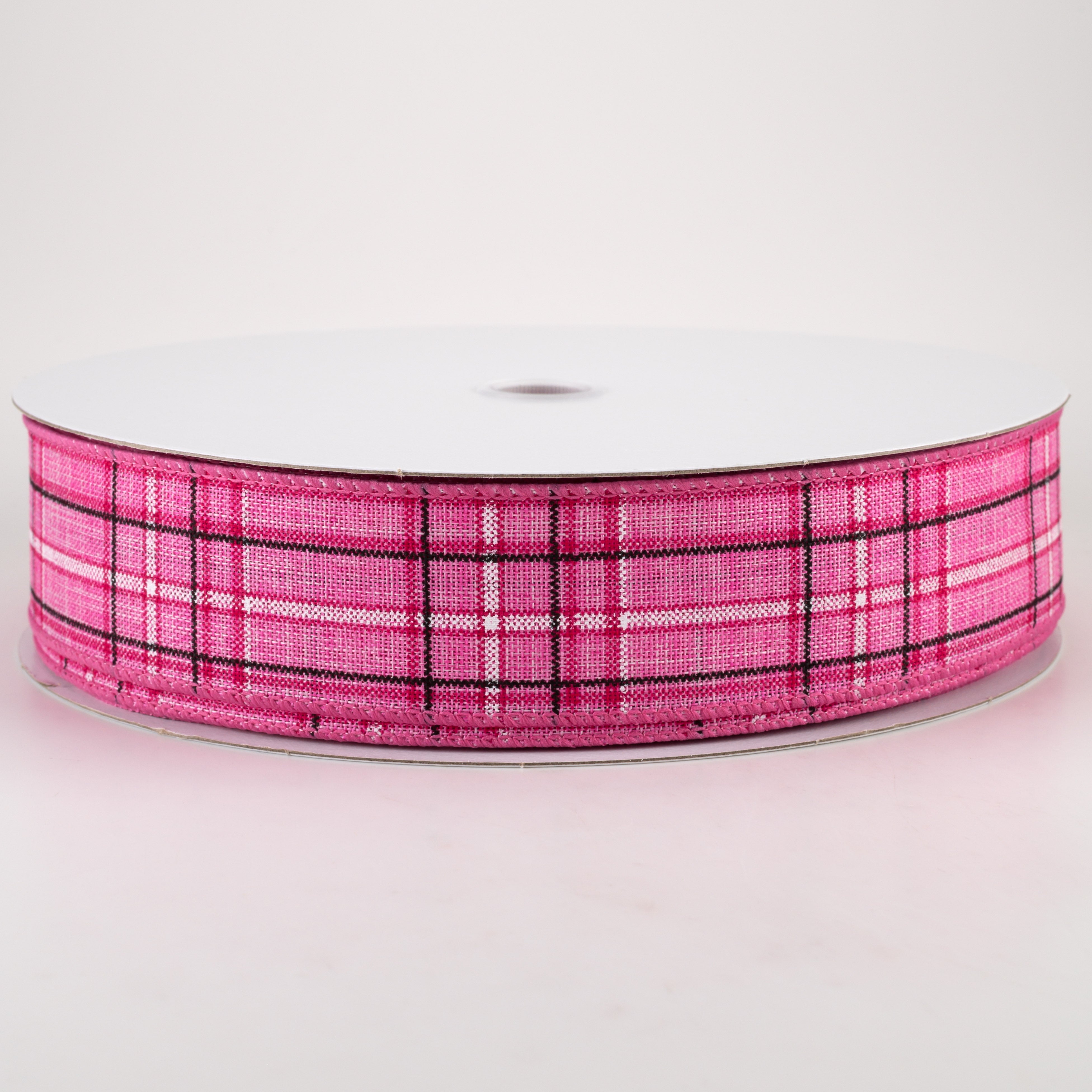 1.5" Cornelia Plaid Ribbon: Pink, Black & White (50 Yards) Item Number: 841-09-241
