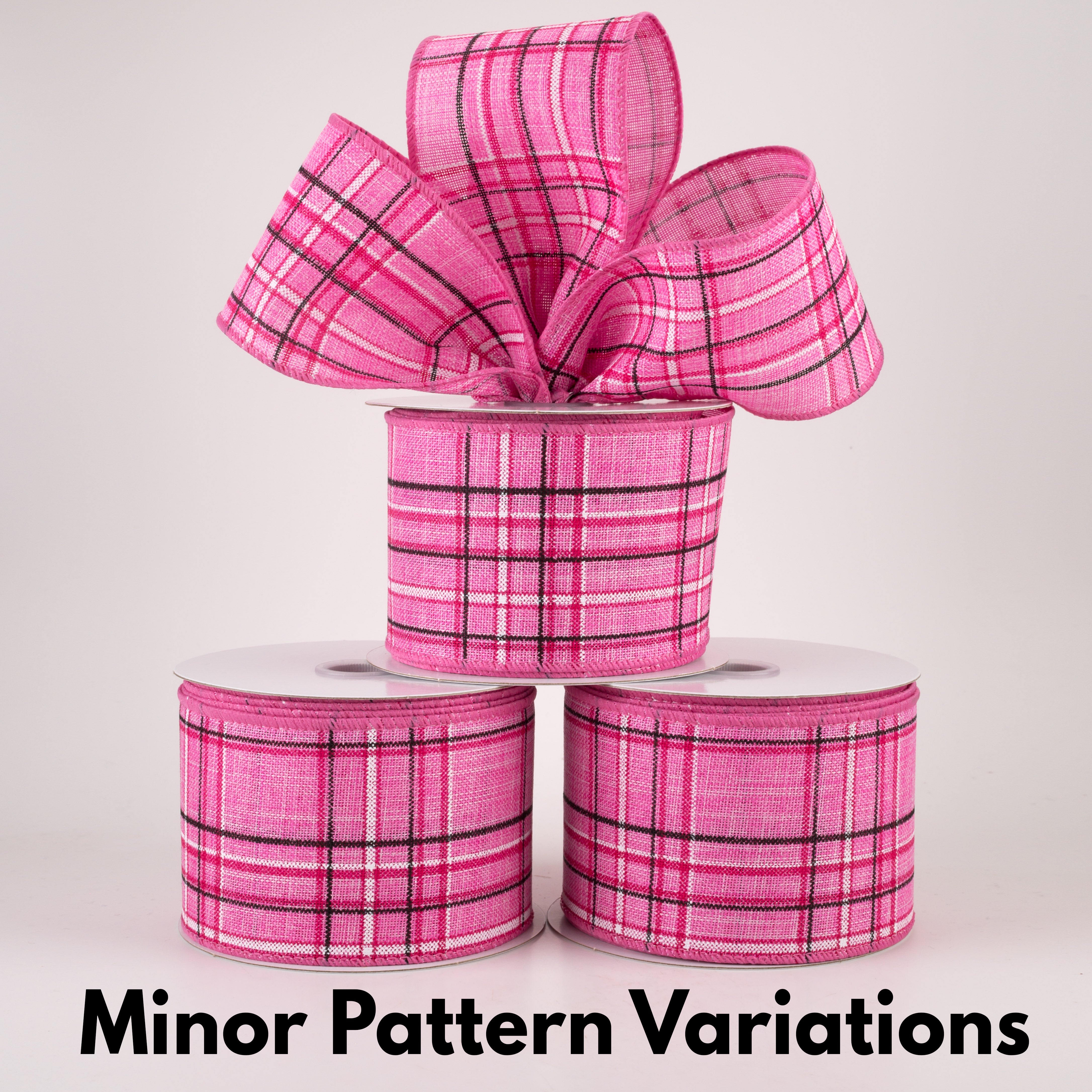 2.5" Cornelia Plaid Ribbon: Pink, Black & White (10 Yards) Lifestyle Photo