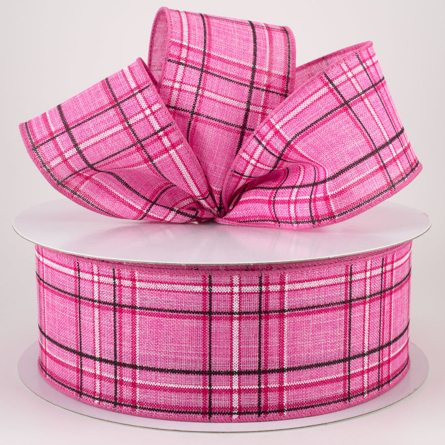 2.5" Cornelia Plaid Ribbon: Pink, Black & White (50 Yards) Lifestyle Photo