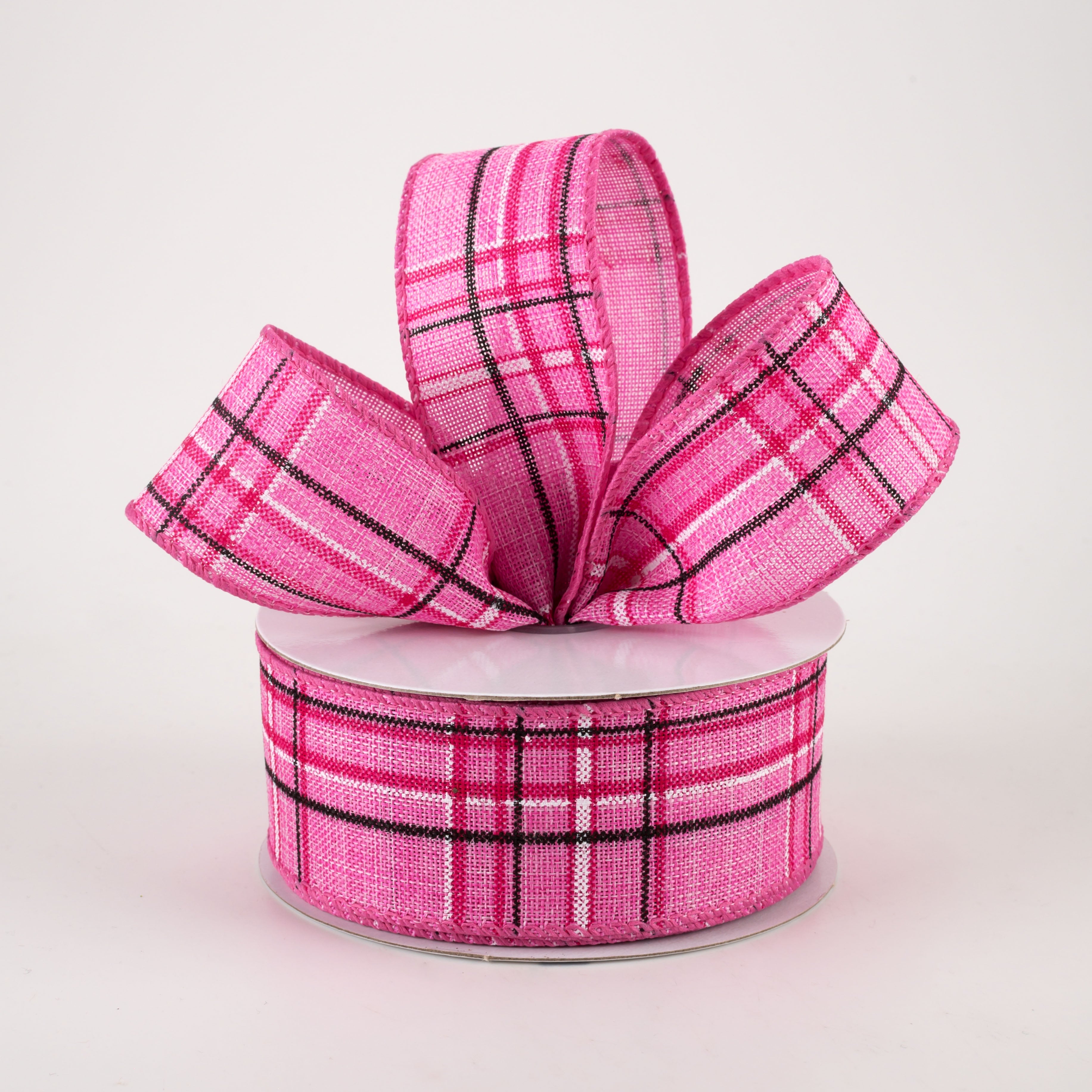1.5" Cornelia Plaid Ribbon: Pink, Black & White (10 Yards) Lifestyle Photo