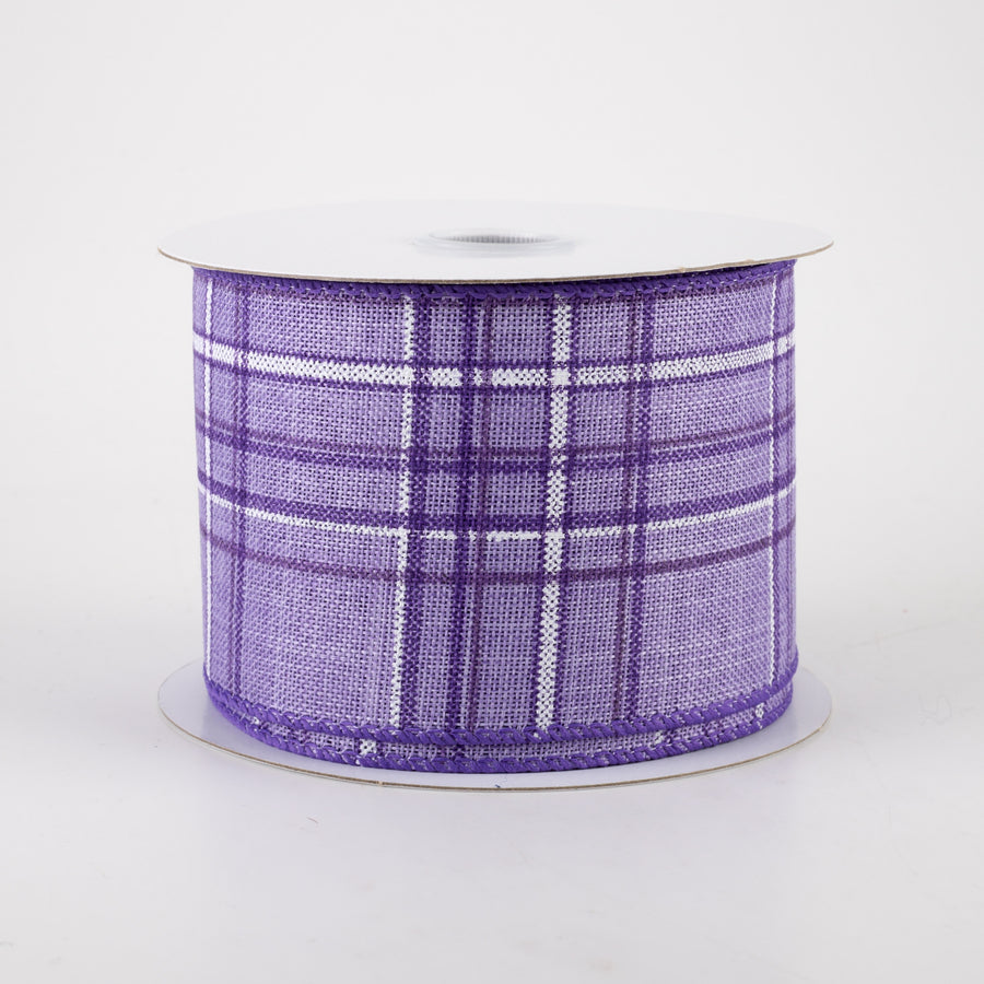 2.5" Cornelia Plaid Ribbon: Purple, Lavender & White (10 Yards)