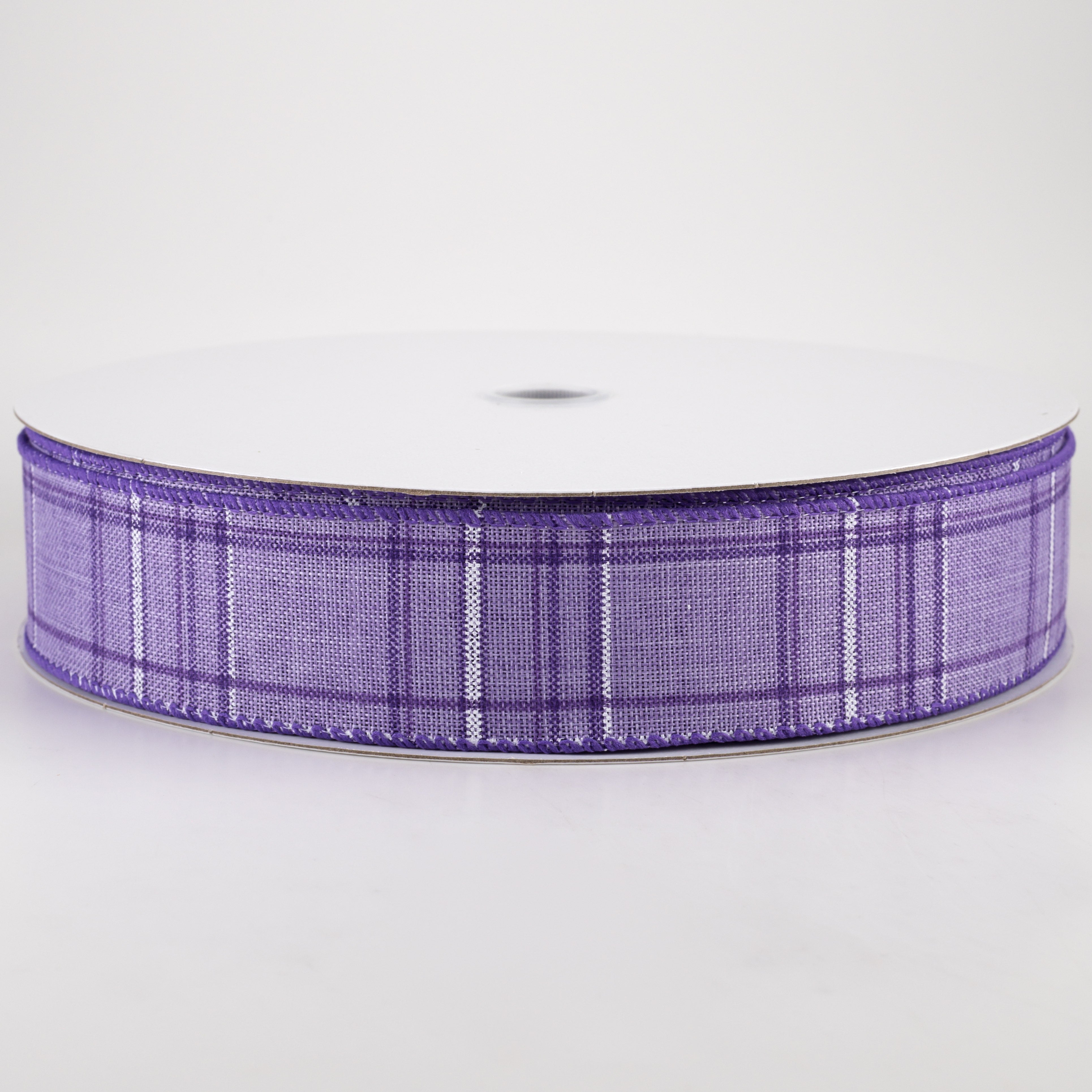1.5" Cornelia Plaid Ribbon: Purple, Lavender & White (50 Yards)