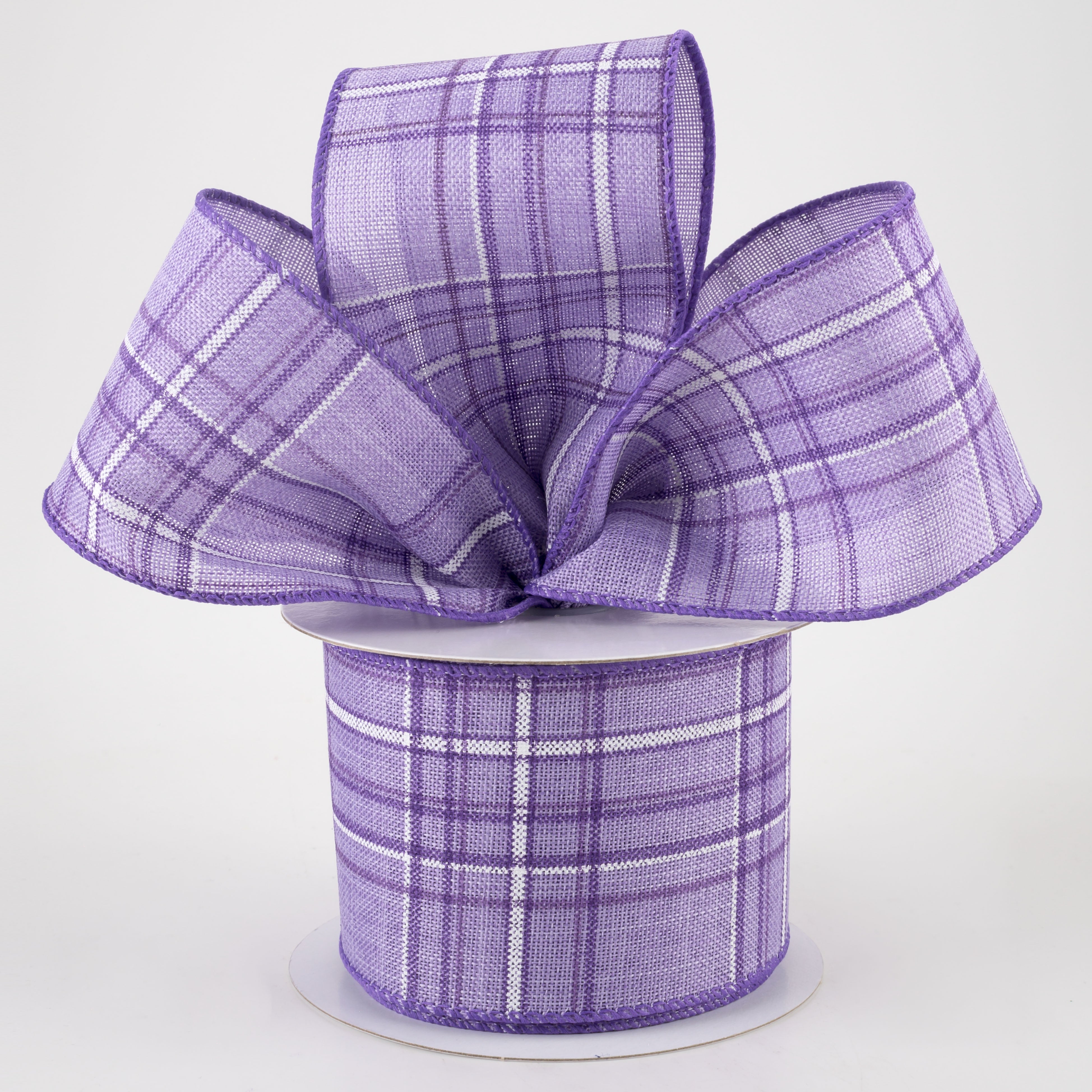2.5" Cornelia Plaid Ribbon: Purple, Lavender & White (10 Yards) Lifestyle Photo
