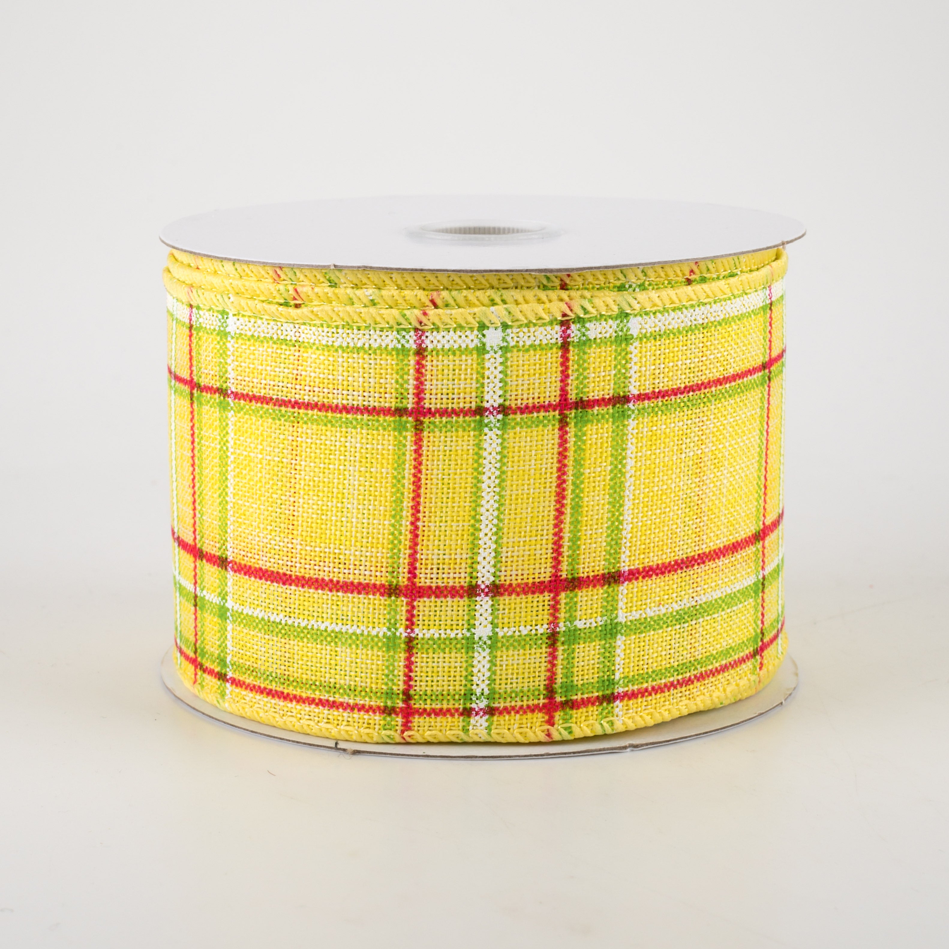 2.5" Cornelia Plaid Ribbon: Yellow, Lime, Fuchsia & White (10 Yards)