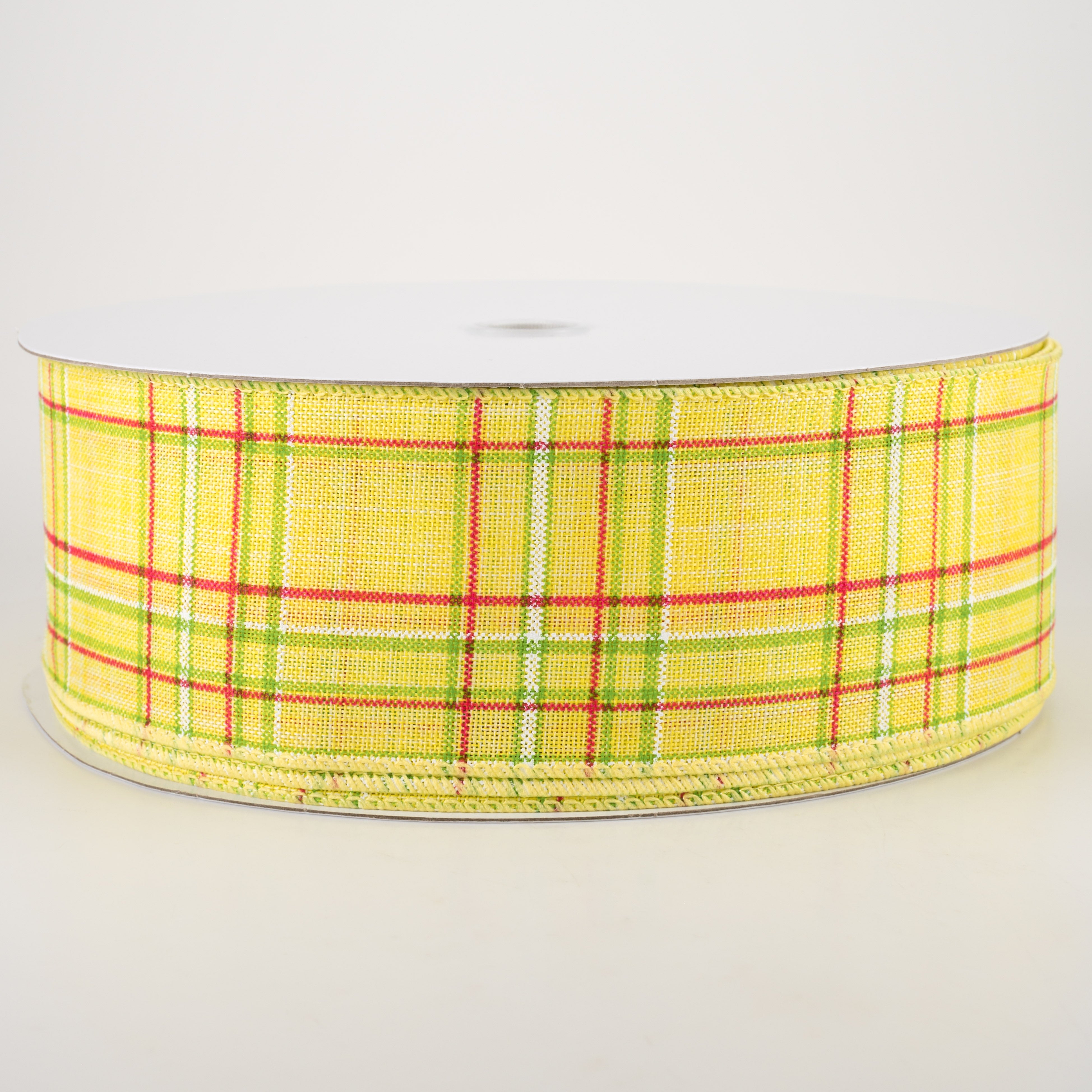 2.5" Cornelia Plaid Ribbon: Yellow, Lime, Fuchsia & White (50 Yards) Item Number: 841-40-234