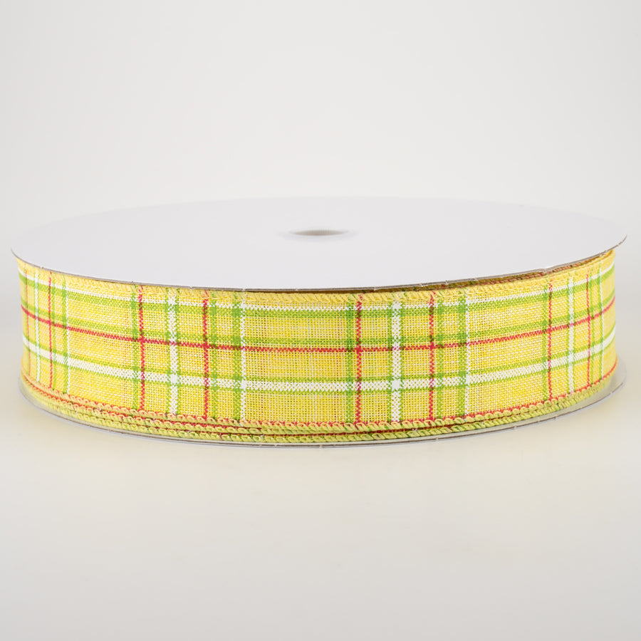 1.5" Cornelia Plaid Ribbon: Yellow, Lime, Fuchsia & White (50 Yards) Item Number: 841-09-234