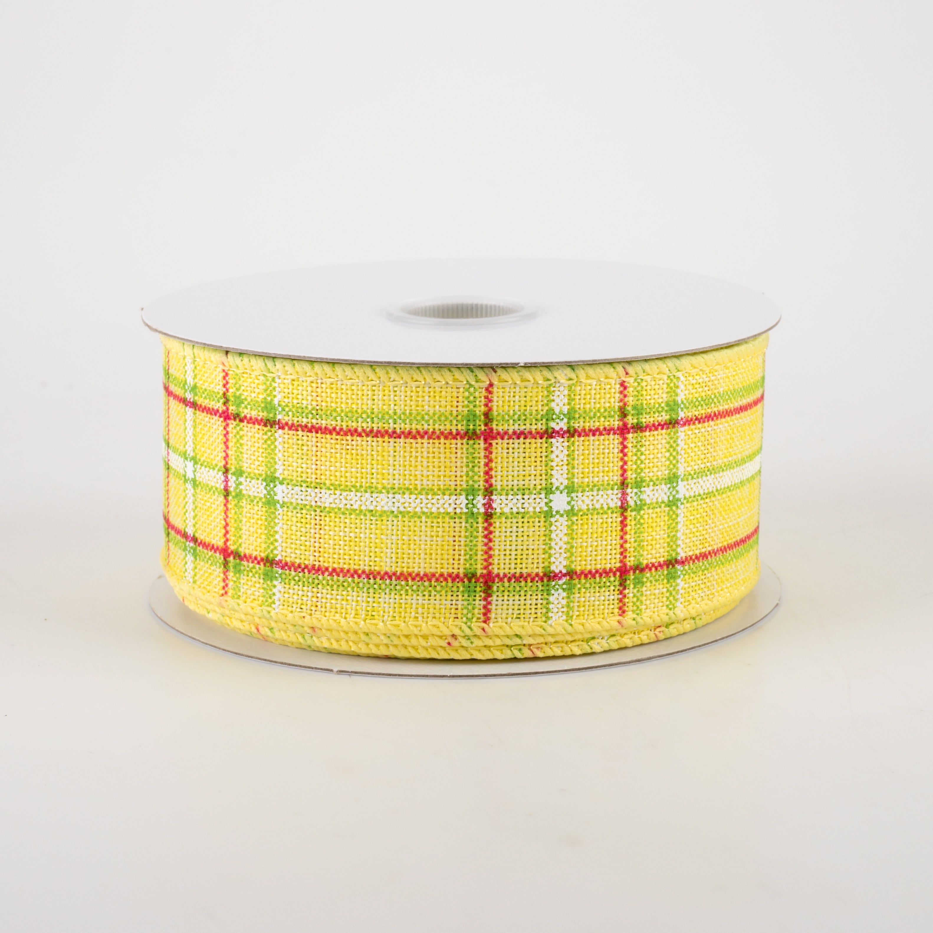 1.5" Cornelia Plaid Ribbon: Yellow, Lime, Fuchsia & White (10 Yards)