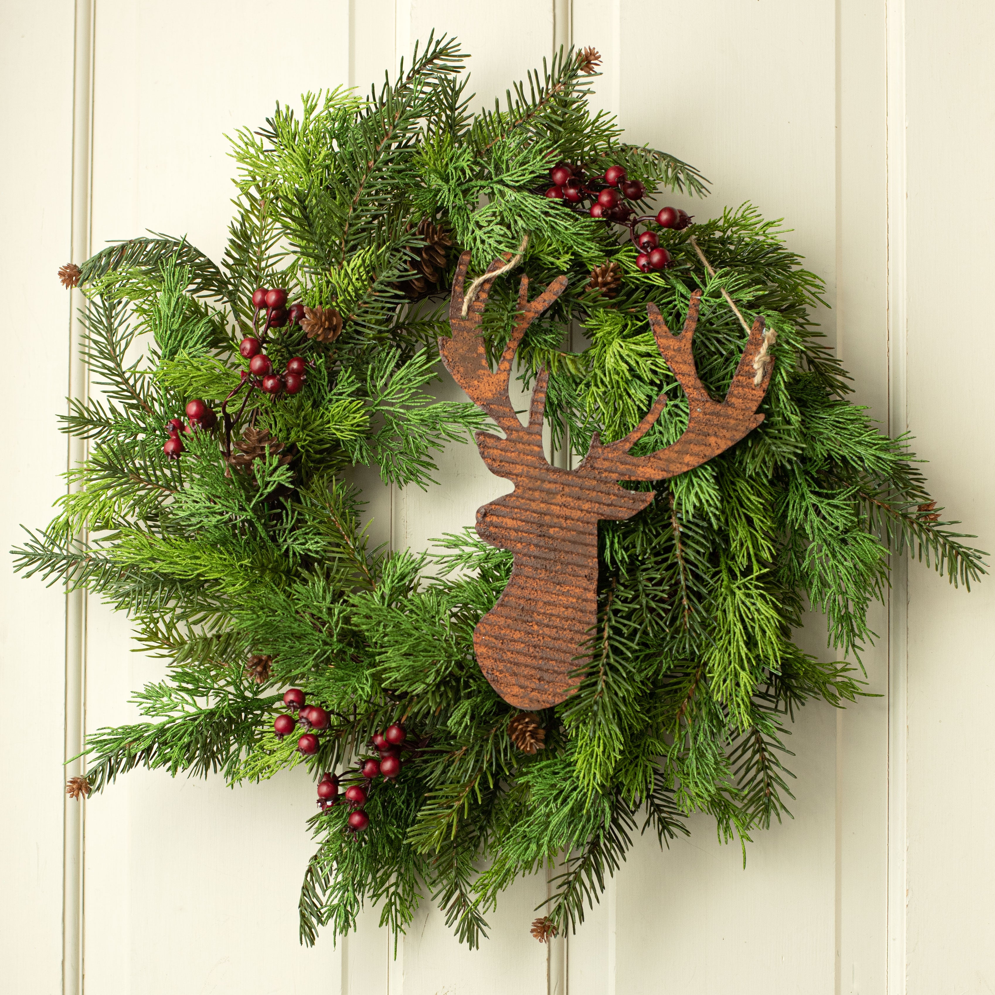 10" Corrugated Reindeer Ornament: Rust Lifestyle Photo