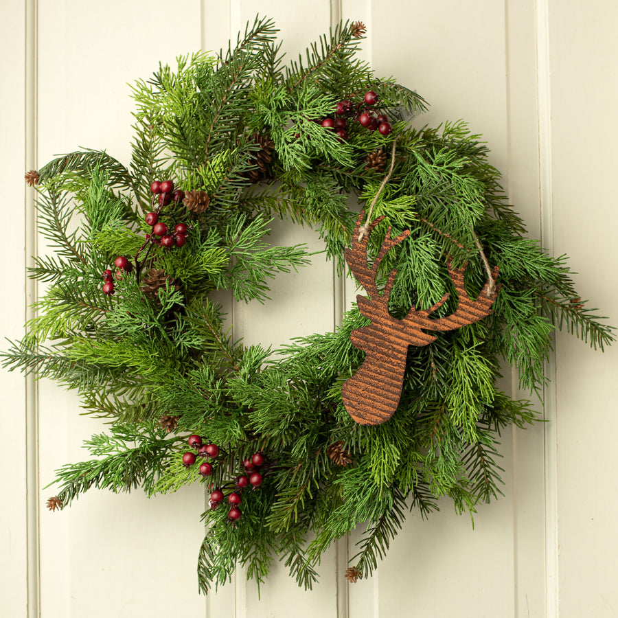 7.5" Corrugated Reindeer Ornament: Rust Lifestyle Photo