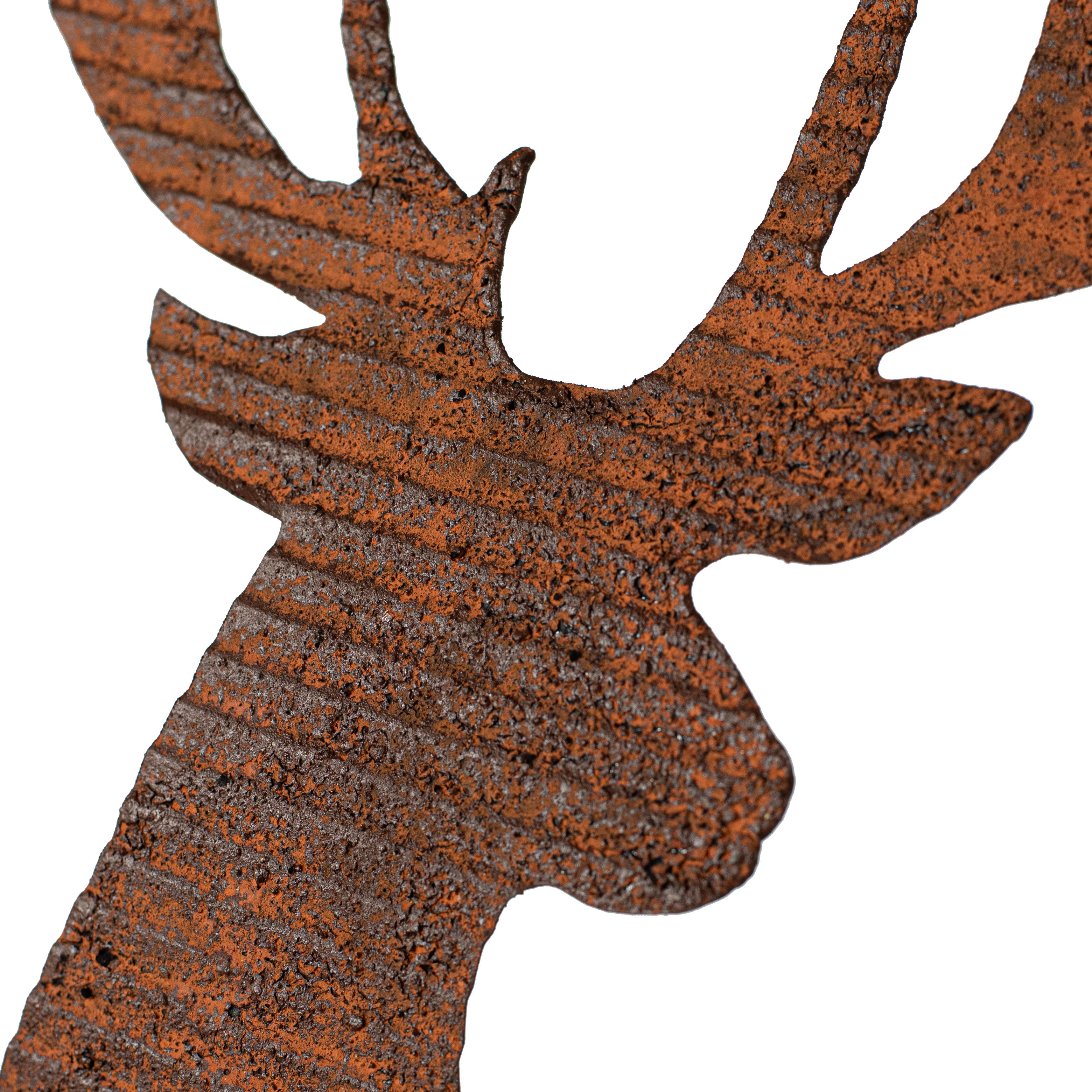 7.5" Corrugated Reindeer Ornament: Rust detail photo 3