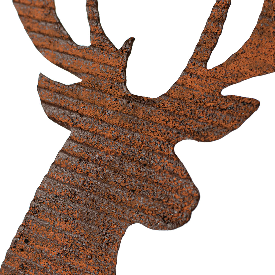7.5" Corrugated Reindeer Ornament: Rust detail photo 3