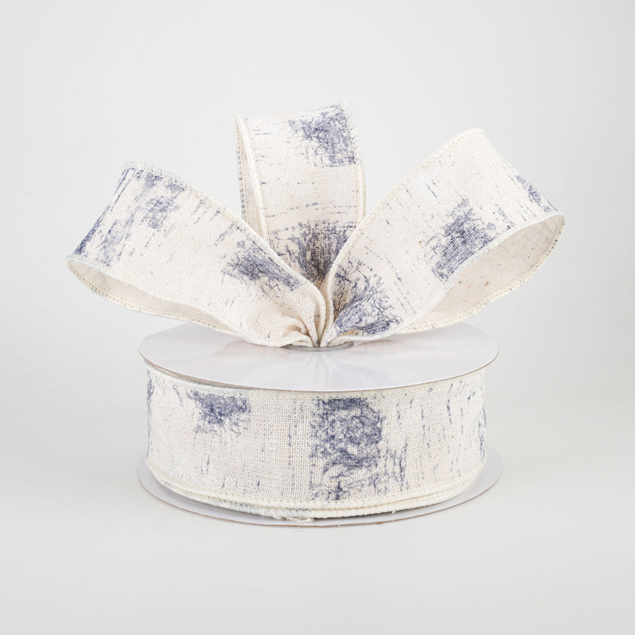 1.5" Cotton Birch Bark Ribbon: Ivory, Smoke Blue, Navy (10 Yards) Lifestyle Photo