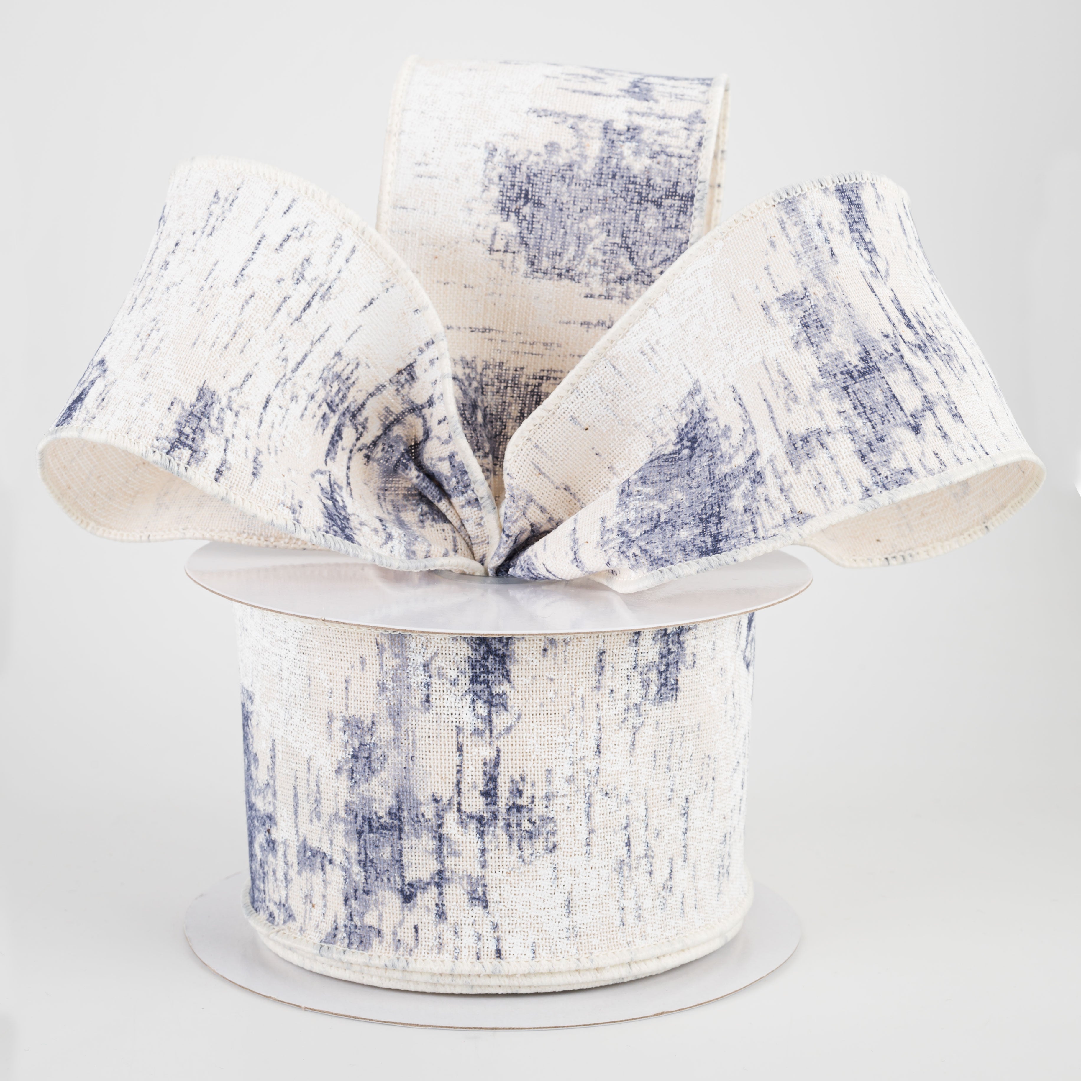 2.5" Cotton Birch Bark Ribbon: Ivory, Smoke Blue, Navy (10 Yards) Lifestyle Photo