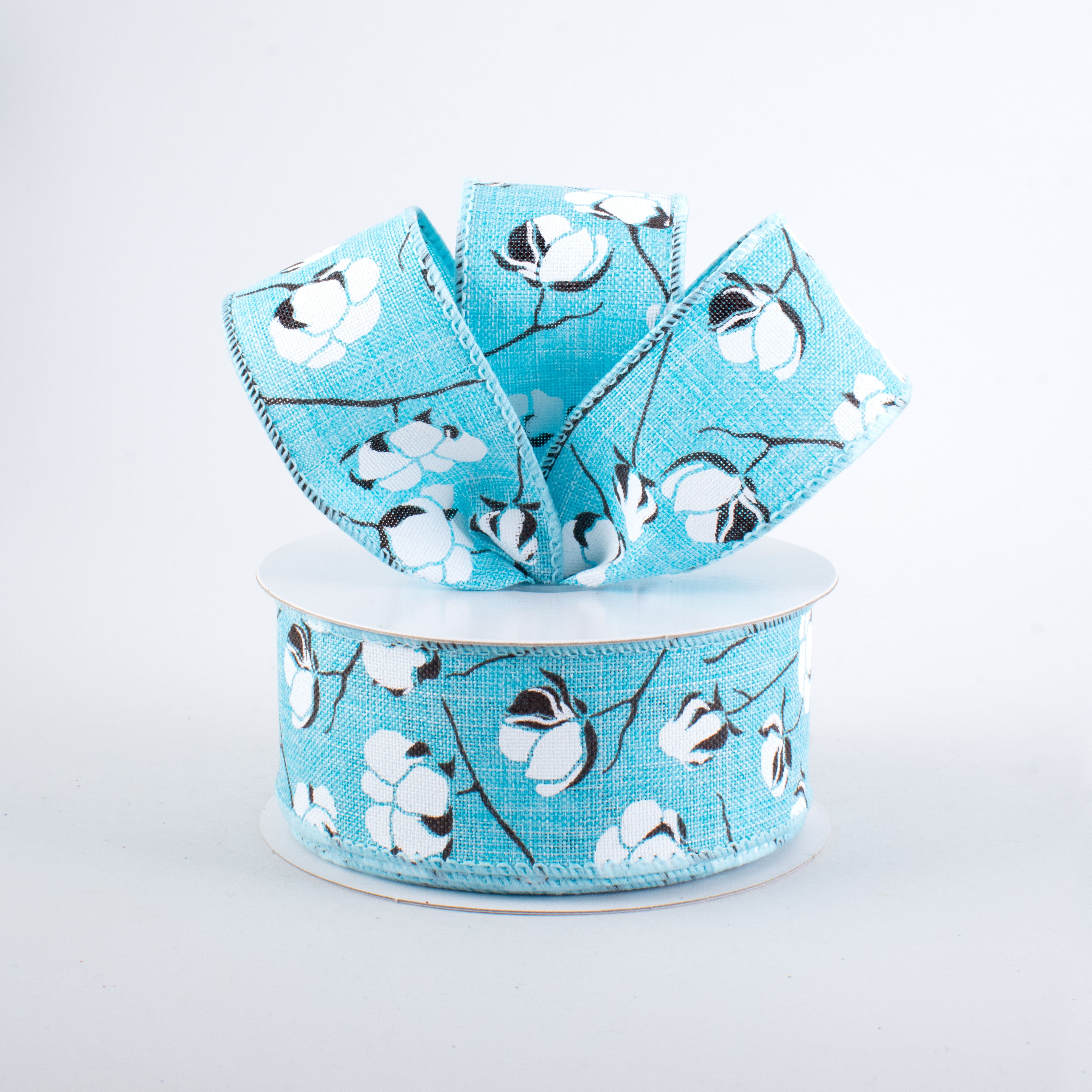 1.5" Cotton Boll Ribbon: Light Blue (10 Yards) Lifestyle Photo