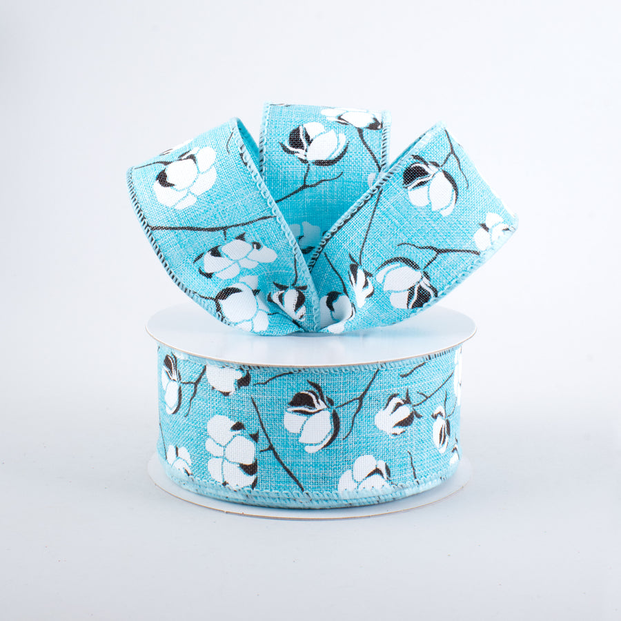 1.5" Cotton Boll Ribbon: Light Blue (10 Yards) Lifestyle Photo