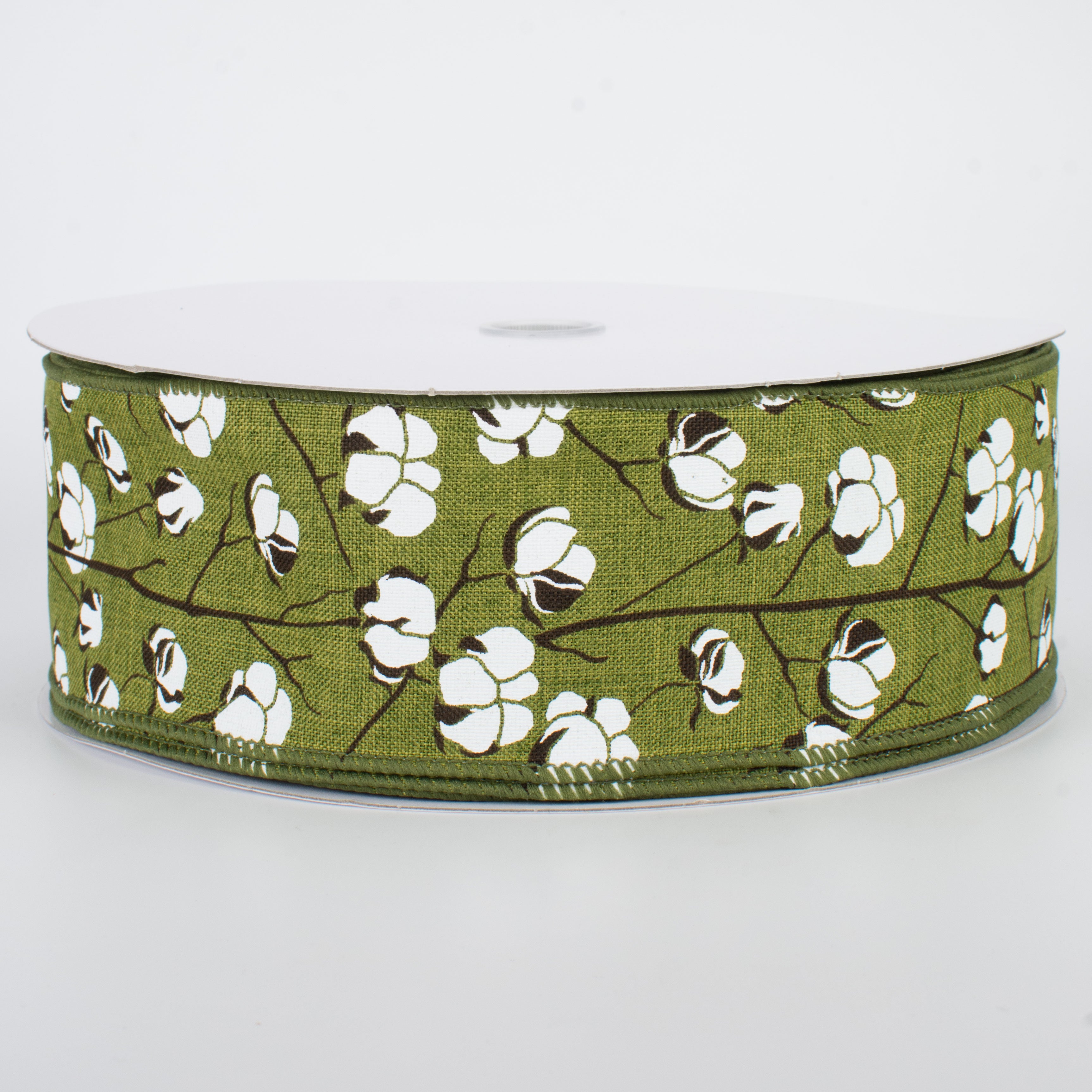 2.5" Cotton Boll Ribbon: Moss Green (50 Yards)