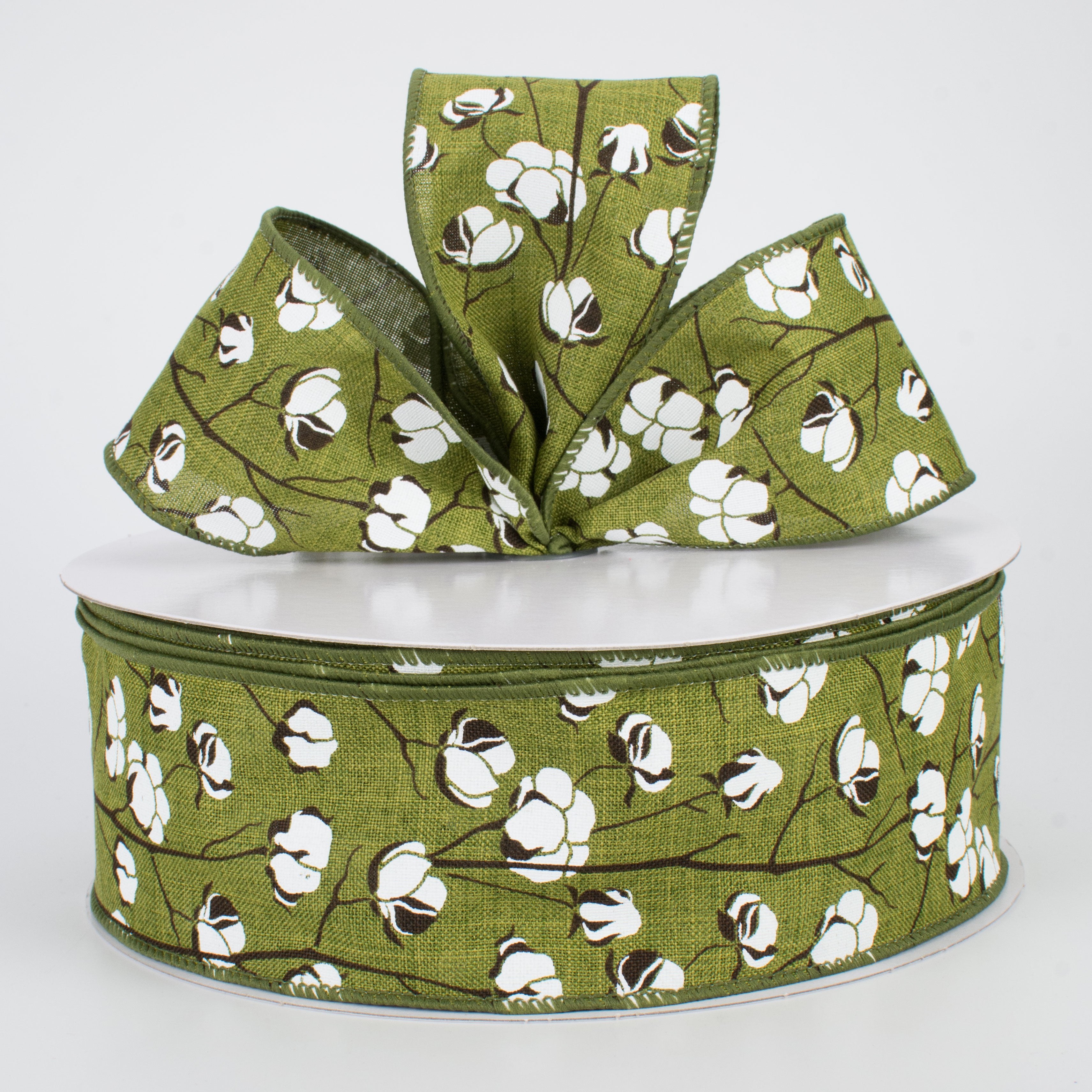 2.5" Cotton Boll Ribbon: Moss Green (50 Yards) Lifestyle Photo