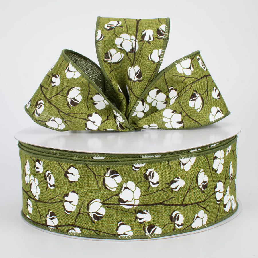 2.5" Cotton Boll Ribbon: Moss Green (50 Yards) Lifestyle Photo
