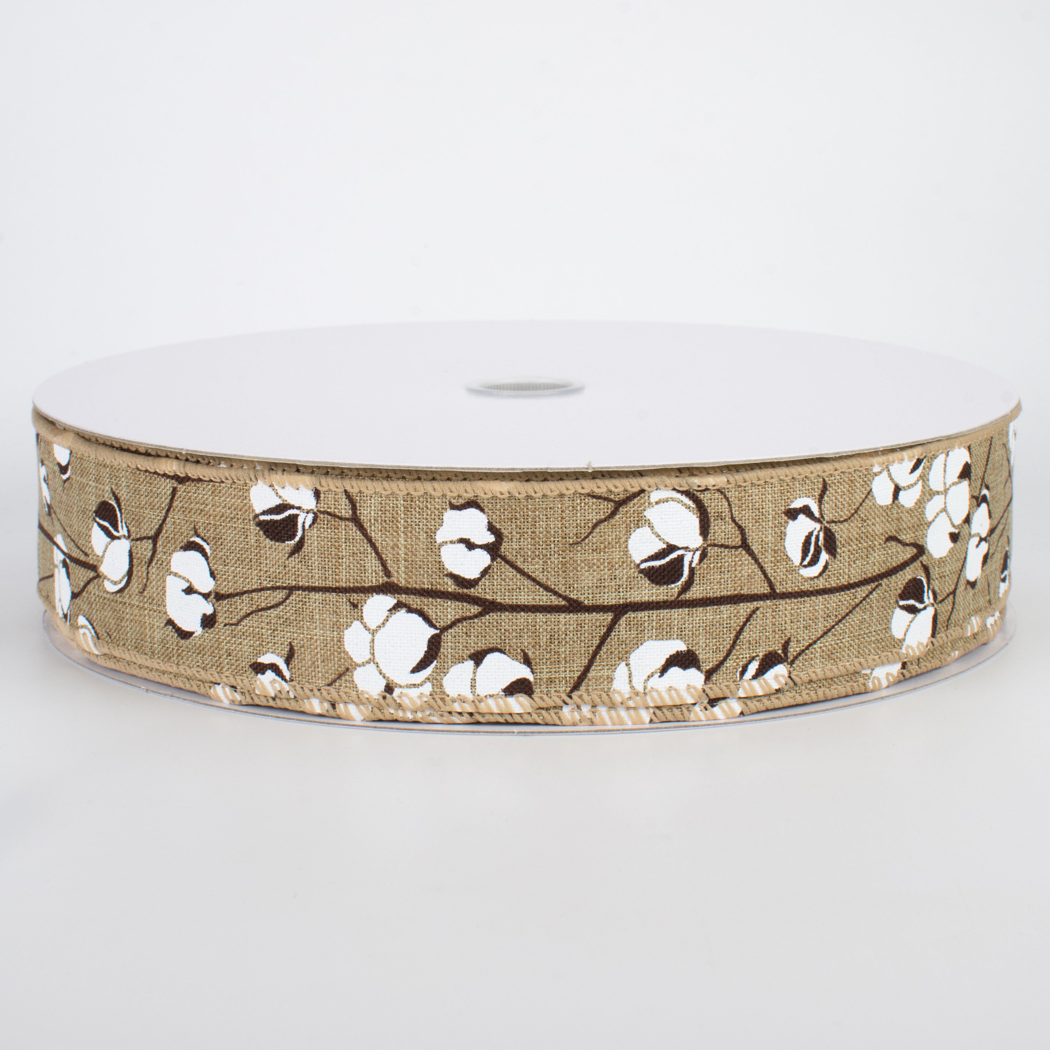 1.5" Cotton Boll Ribbon: Natural (50 Yards)