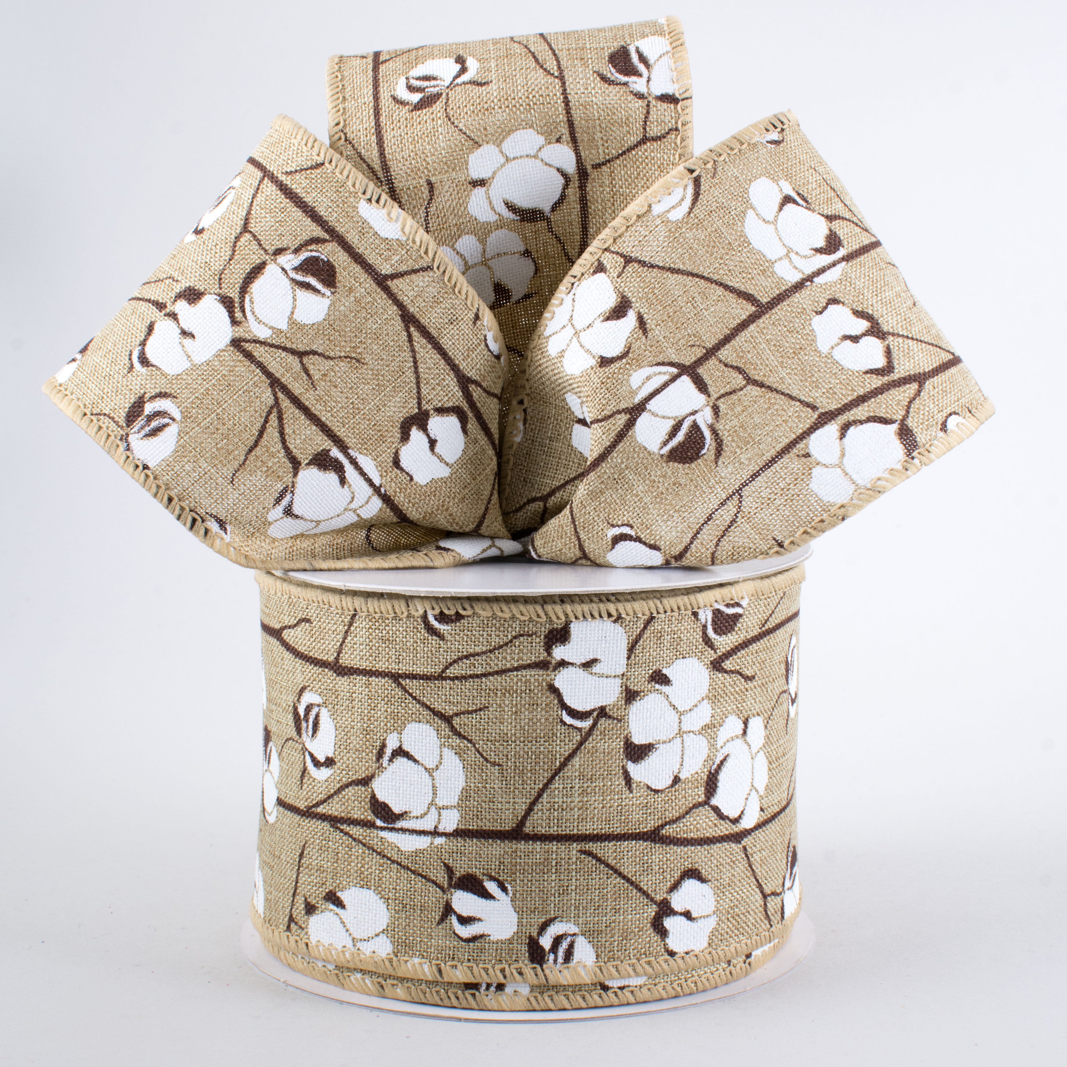 2.5" Cotton Boll Ribbon: Natural (10 Yards) Lifestyle Photo