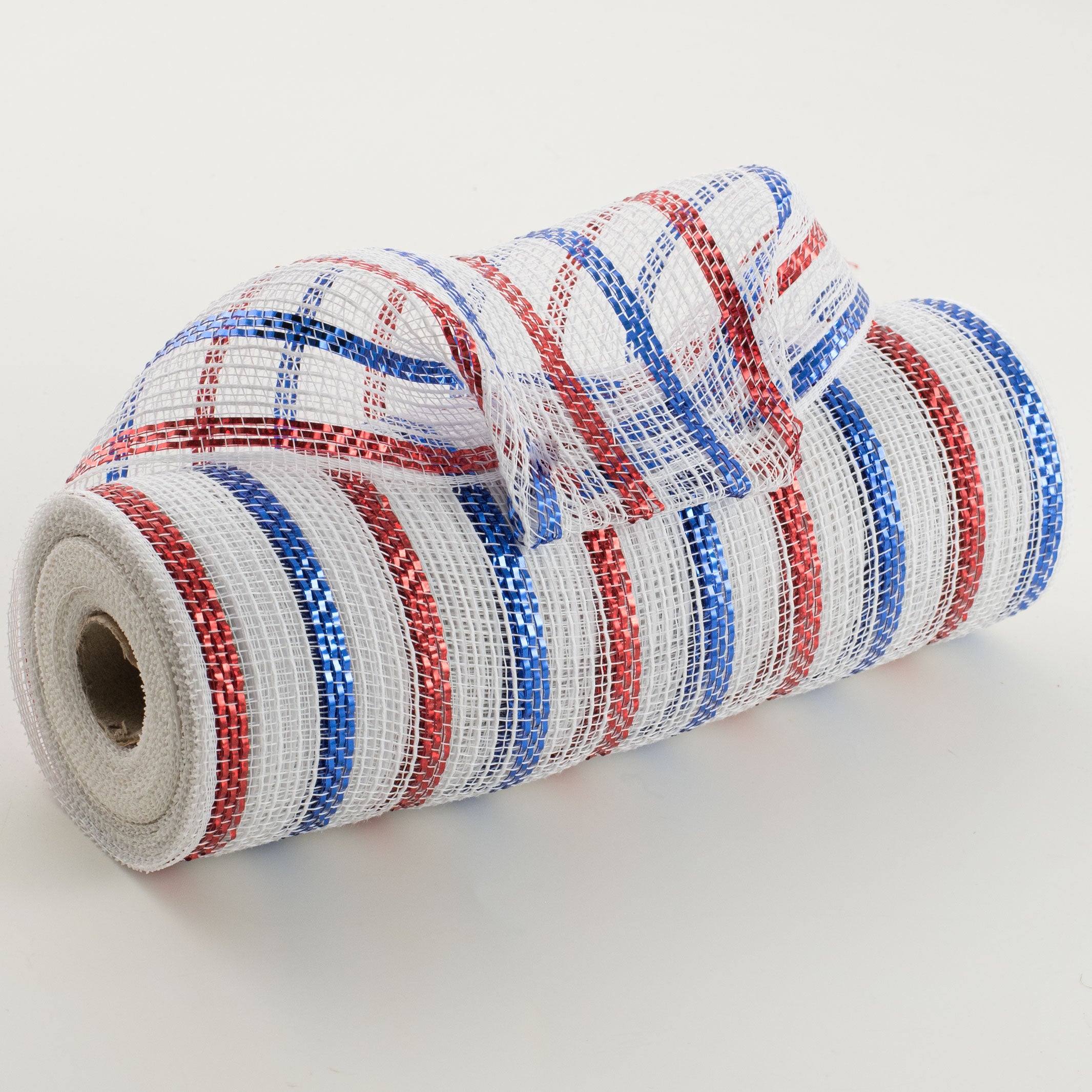 10" Cotton Poly Deco Mesh: Red/White/Blue (10 Yards) Item Number: RY801288