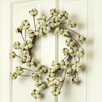 22" Cotton Wreath: Tea Stain Lifestyle Photo