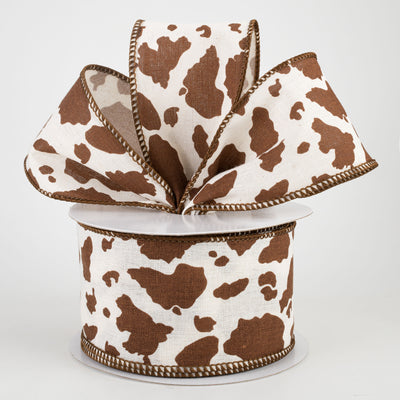 2.5" Cow Print Cotton Ribbon: Cream & Brown (10 Yards) Lifestyle Photo