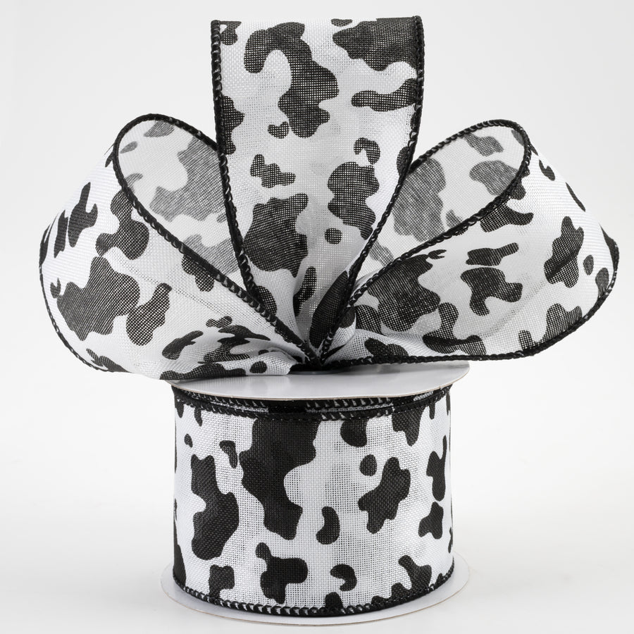 2.5" Cow Print Linen Ribbon: White & Black (10 Yards) Lifestyle Photo