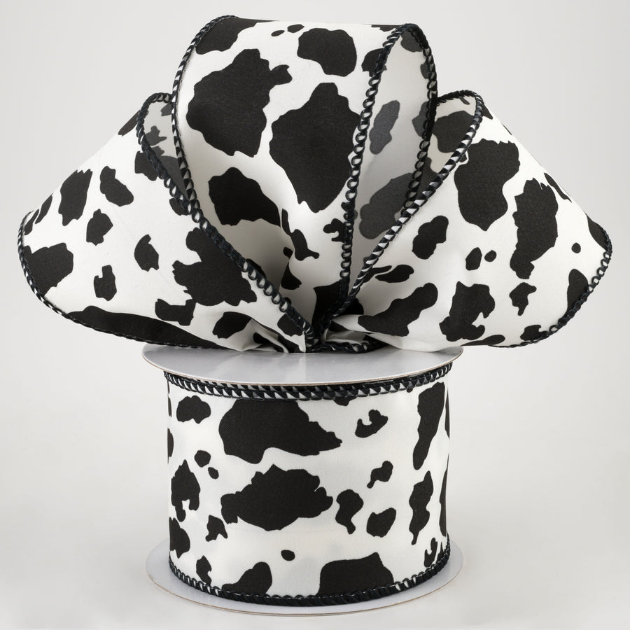 2.5" Cowhide Print Ribbon: Black & Ivory (10 Yards) Lifestyle Photo
