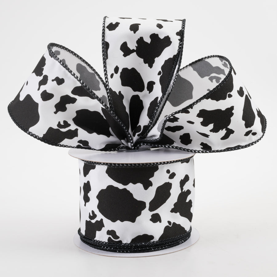 2.5" Cowhide Print Ribbon: Black & White (10 Yards) Lifestyle Photo