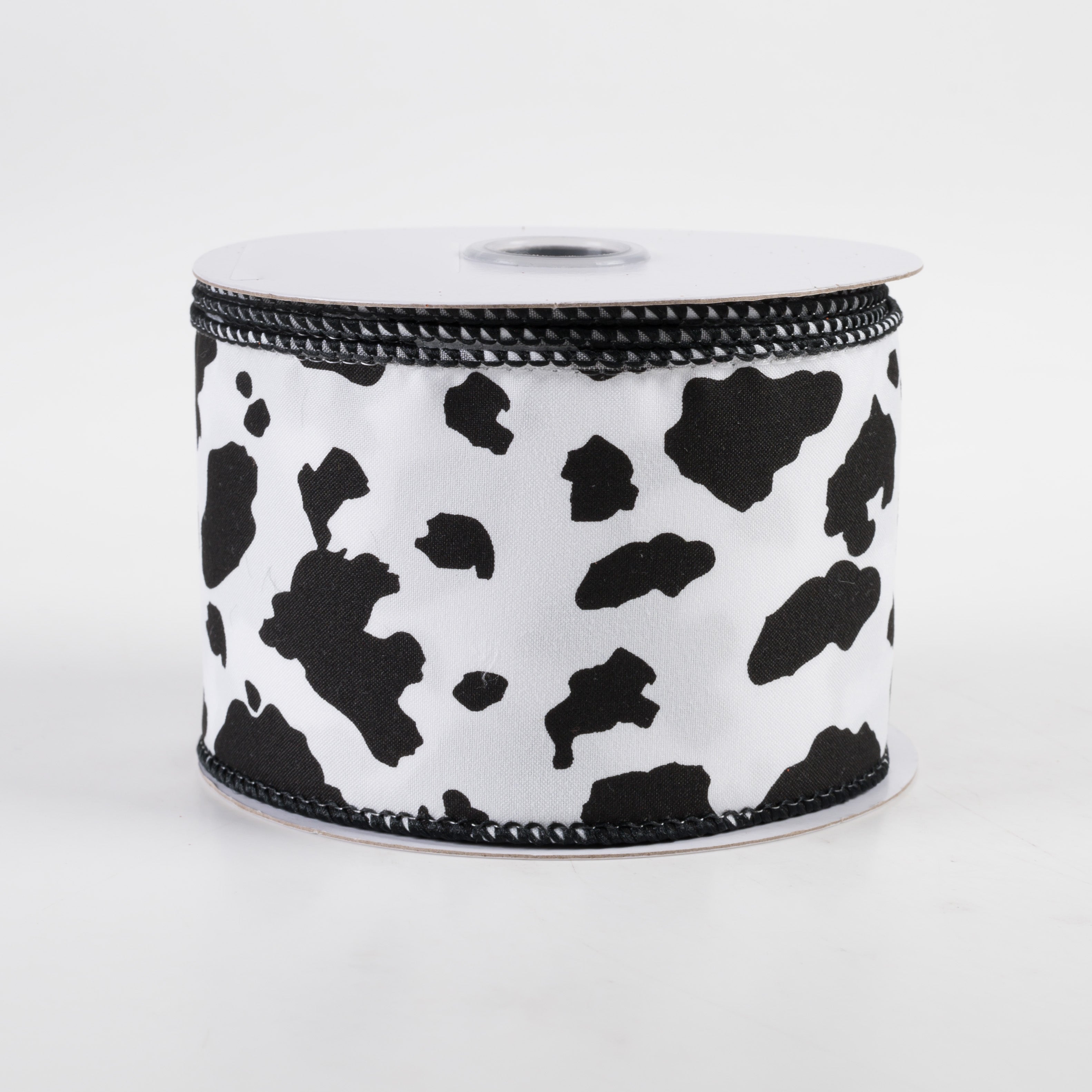2.5" Cowhide Print Ribbon: Black & White (10 Yards)