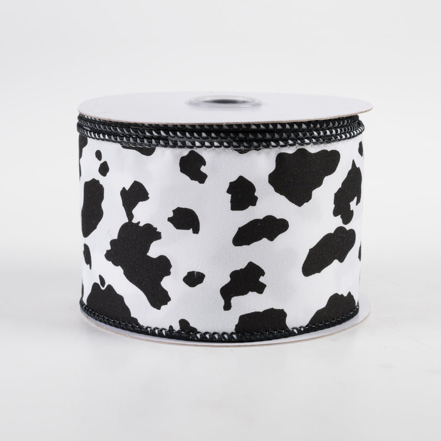 2.5" Cowhide Print Ribbon: Black & White (10 Yards)
