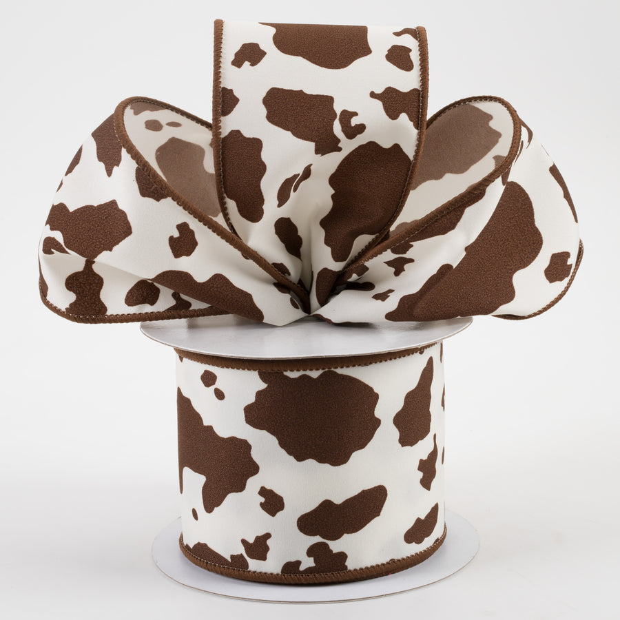 2.5" Cowhide Print Ribbon: Brown & Ivory (10 Yards) Lifestyle Photo