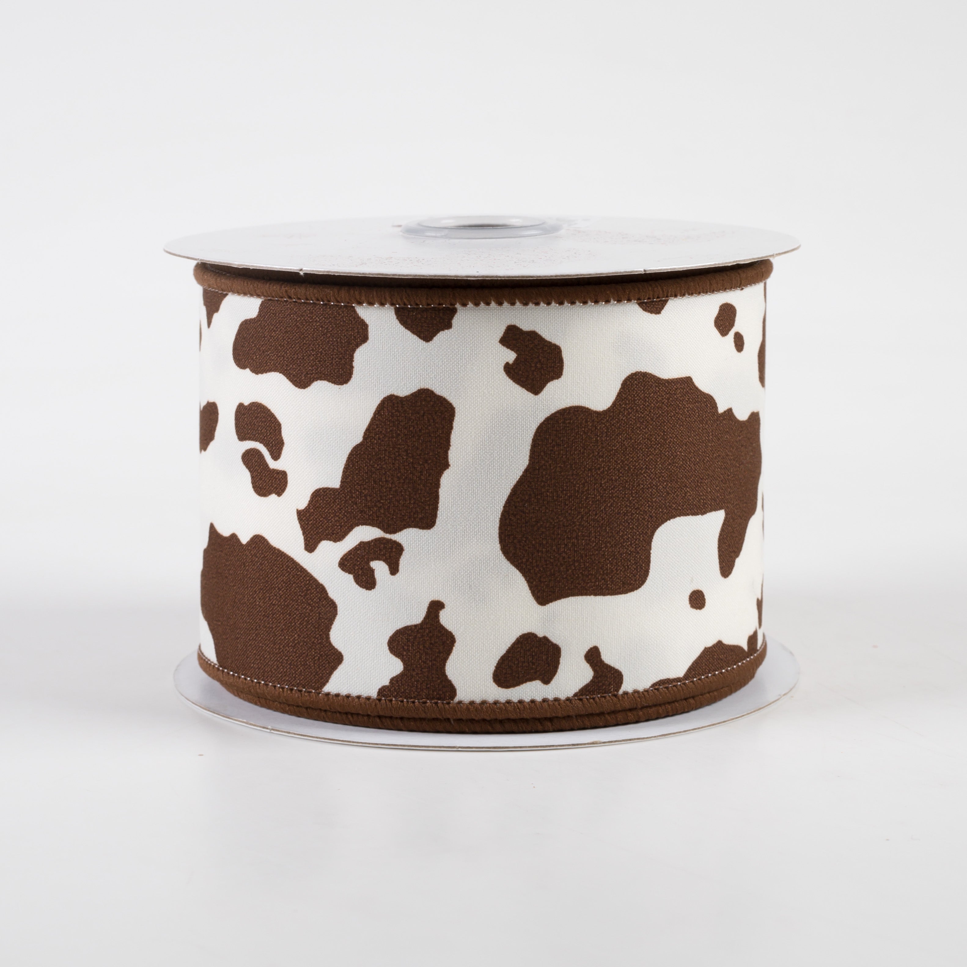 2.5" Cowhide Print Ribbon: Brown & Ivory (10 Yards)