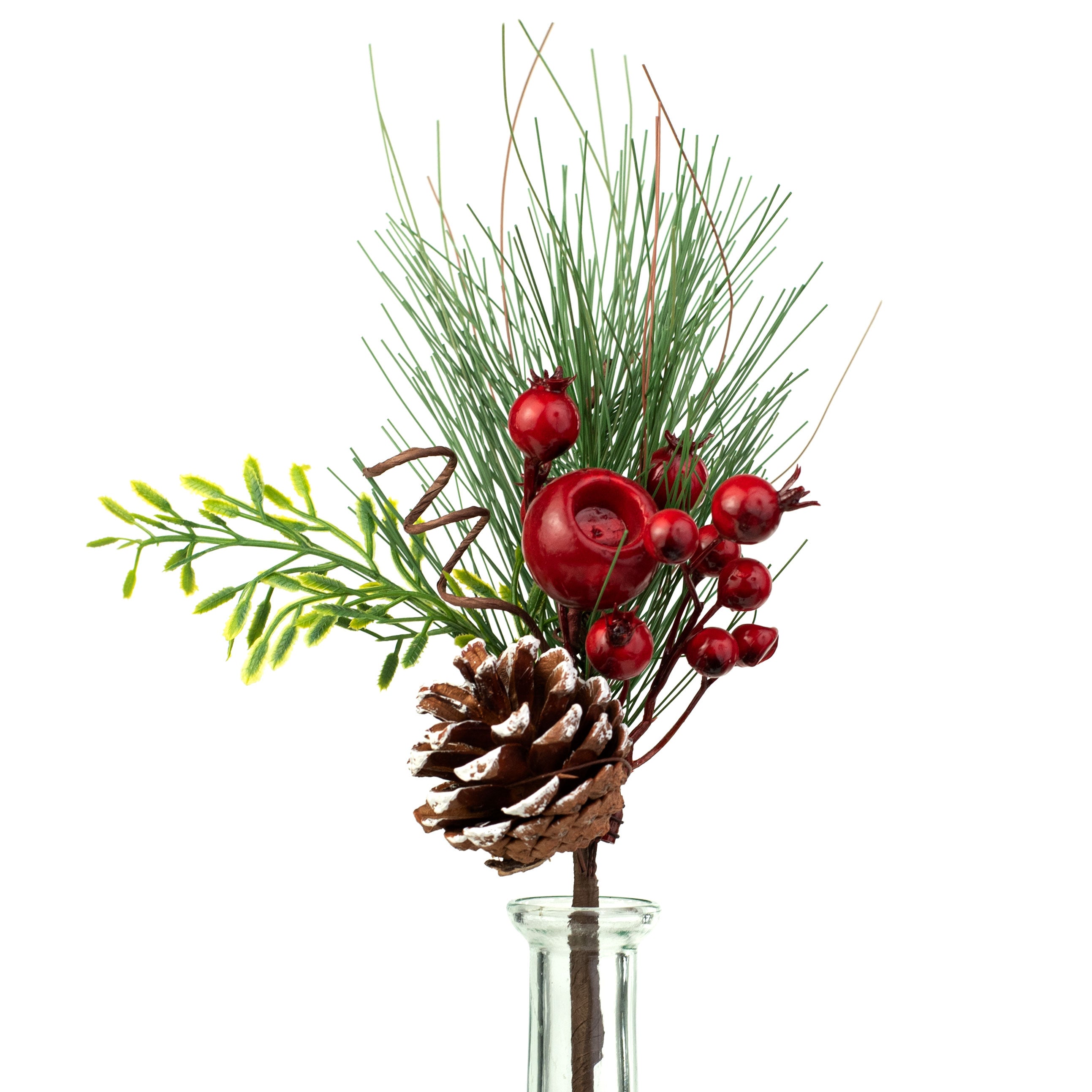 13" Crabapple Berry Pinecone Pick Item Number: 84846NAT