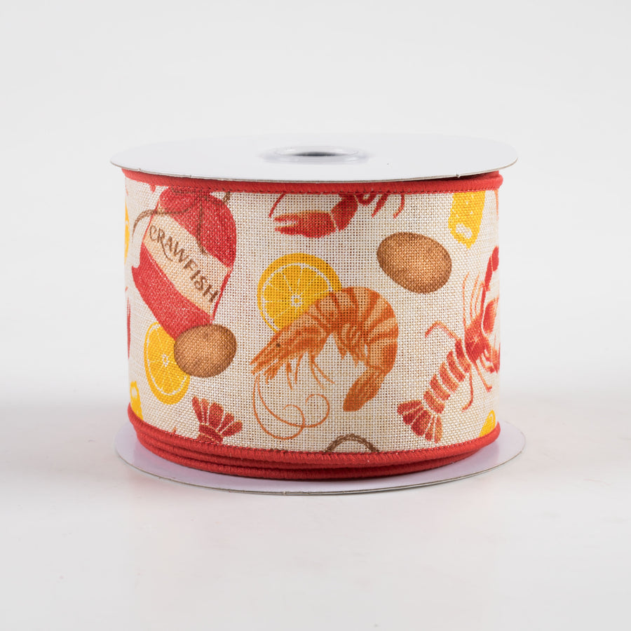 2.5" Crawfish Boil Ribbon: Cream (10 Yards)