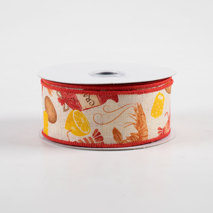 1.5" Crawfish Boil Ribbon: Cream (10 Yards)