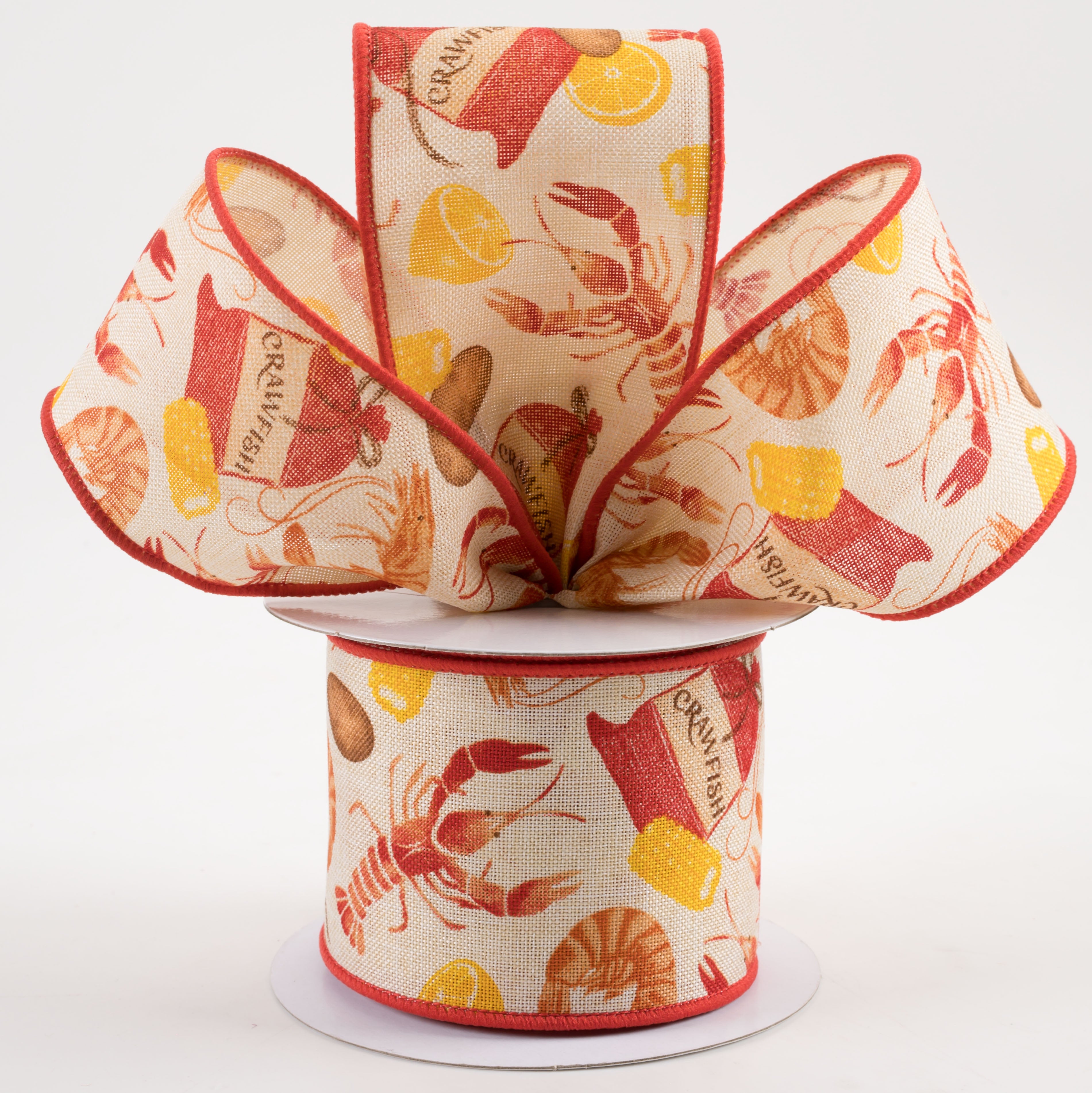 2.5" Crawfish Boil Ribbon: Cream (10 Yards) Lifestyle Photo
