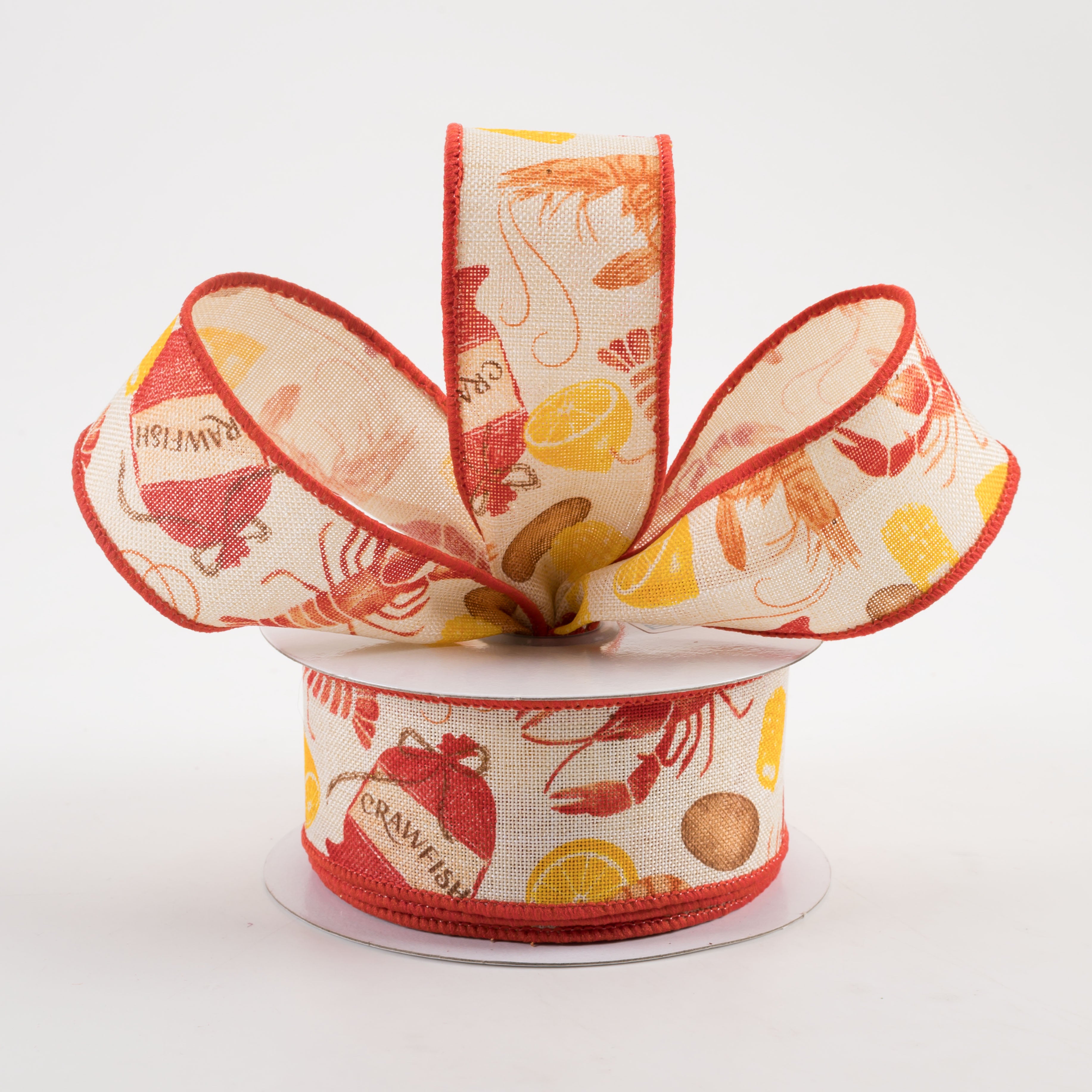 1.5" Crawfish Boil Ribbon: Cream (10 Yards) Lifestyle Photo