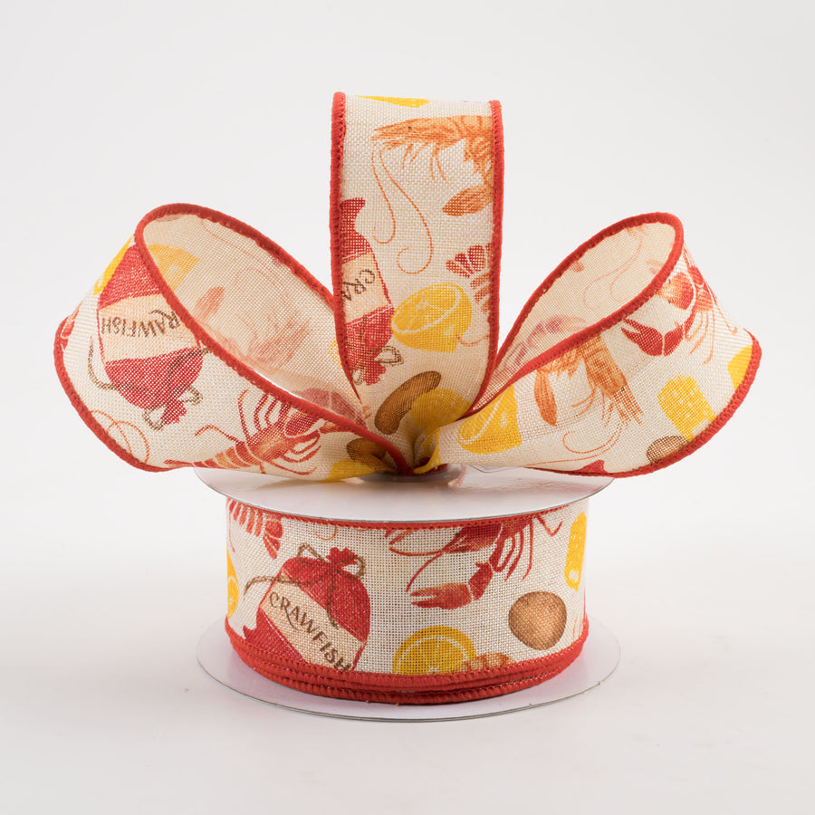1.5" Crawfish Boil Ribbon: Cream (10 Yards) Lifestyle Photo