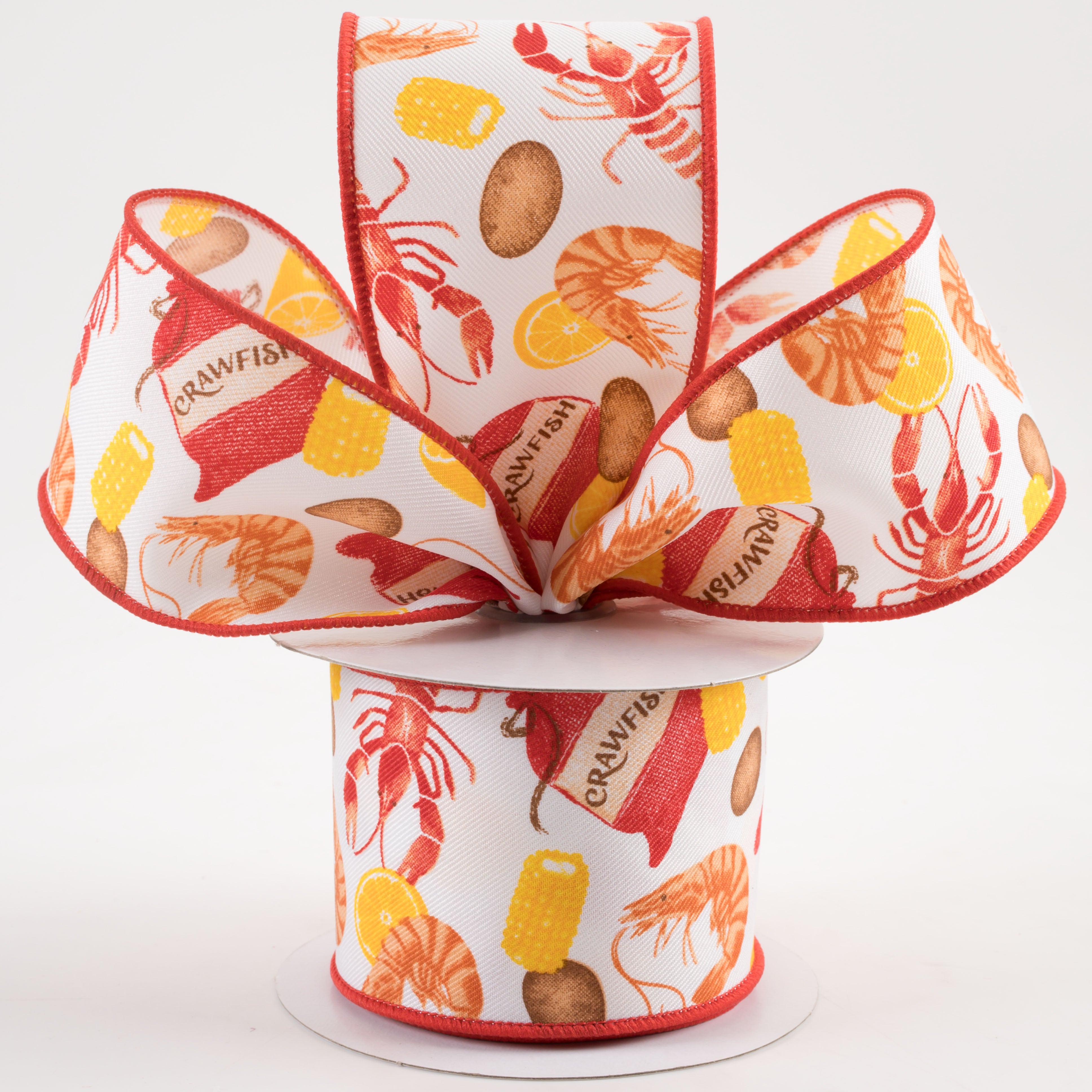2.5" Crawfish Boil Ribbon: White (10 Yards) Lifestyle Photo