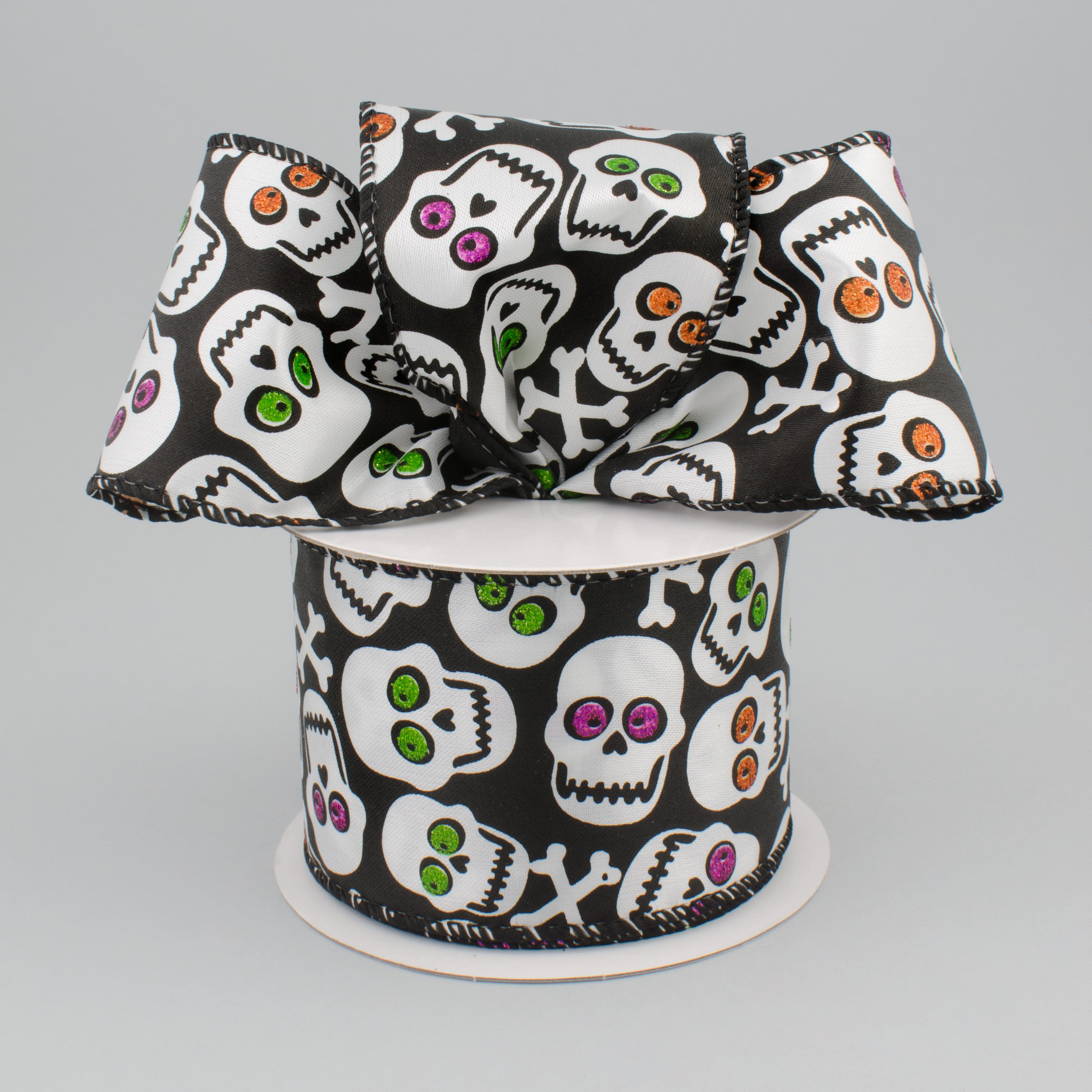 2.5" Crazy Halloween Skull Ribbon (10 Yards) Lifestyle Photo