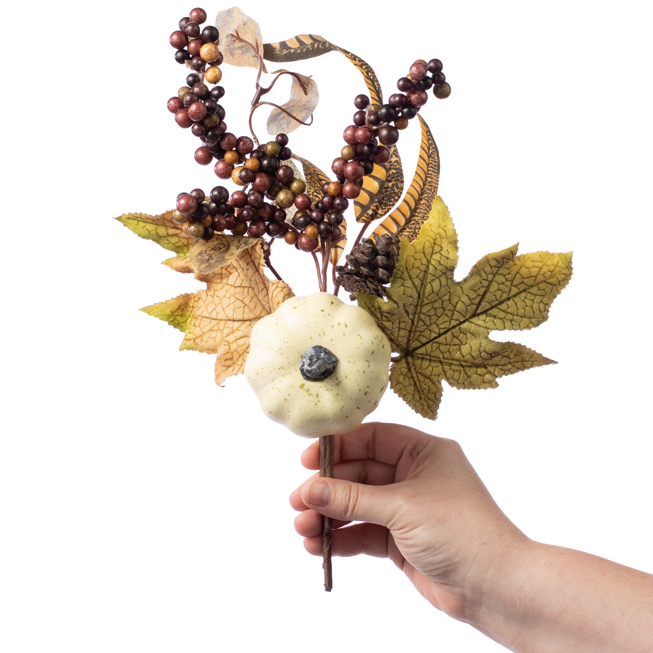14" Cream Pumpkin Berry Pick Lifestyle Photo