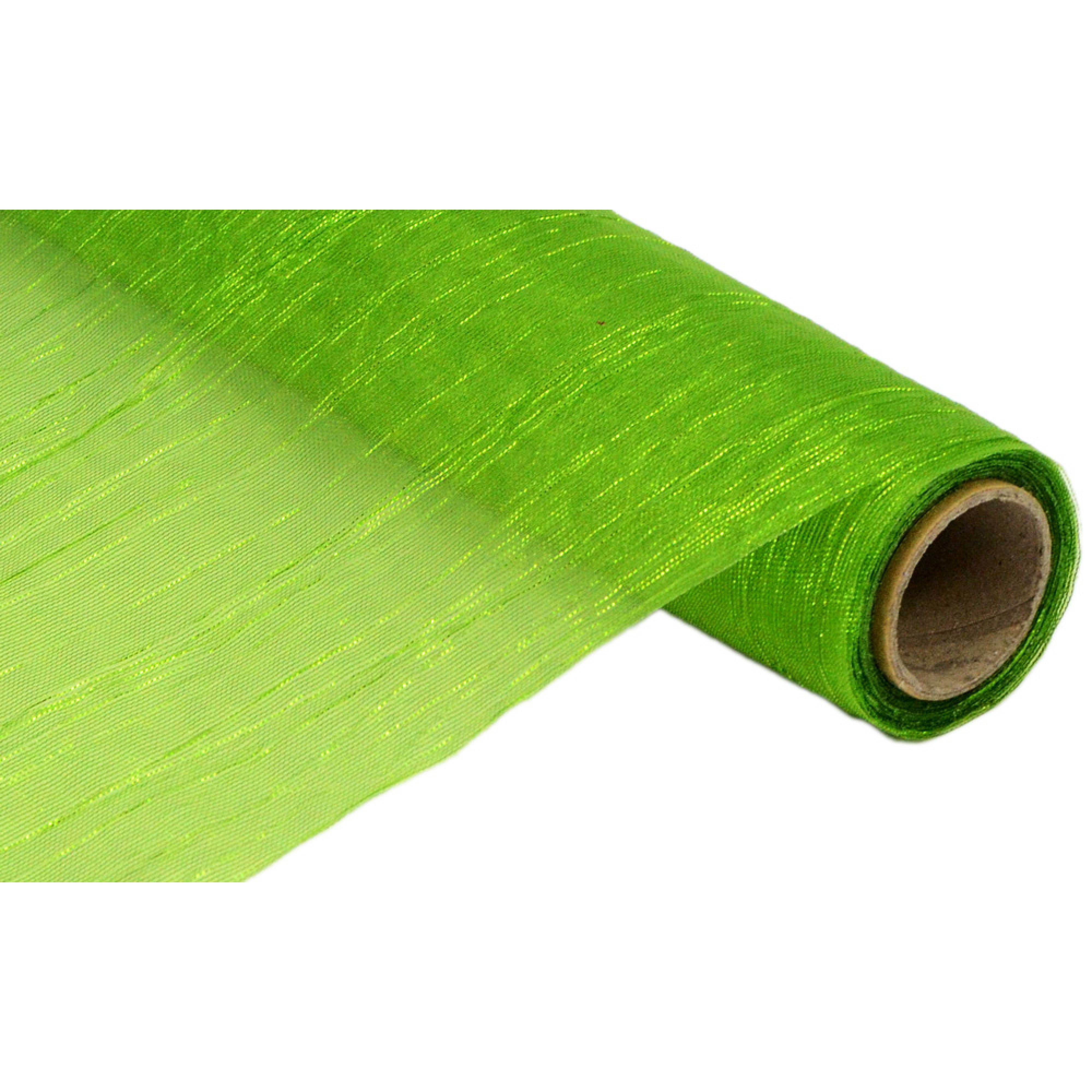 17" Crinkle Fabric Roll: Metallic Lime Green (5 Yards) Item Number: RF232430