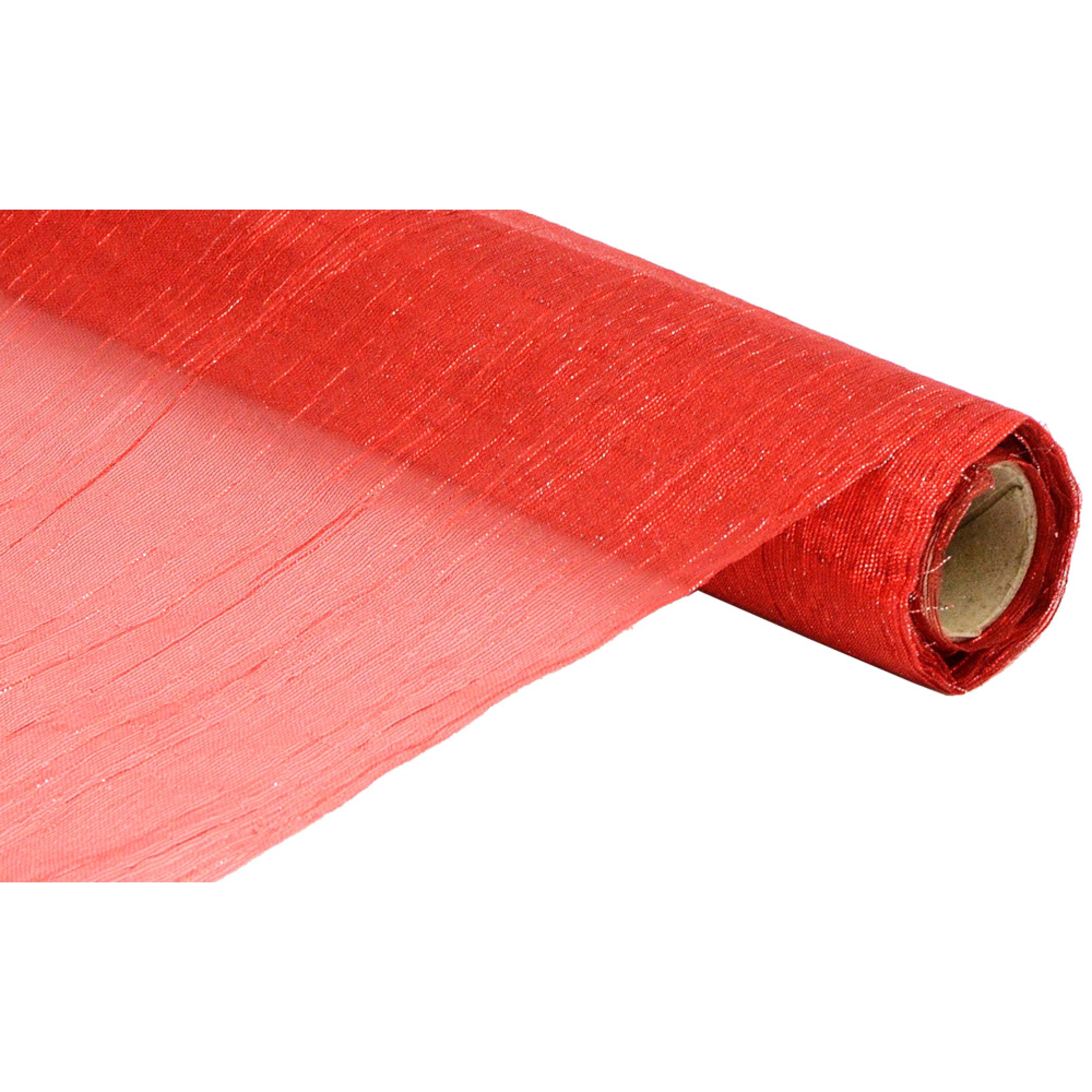 17" Crinkle Fabric Roll: Metallic Red (5 Yards) Item Number: RF232424