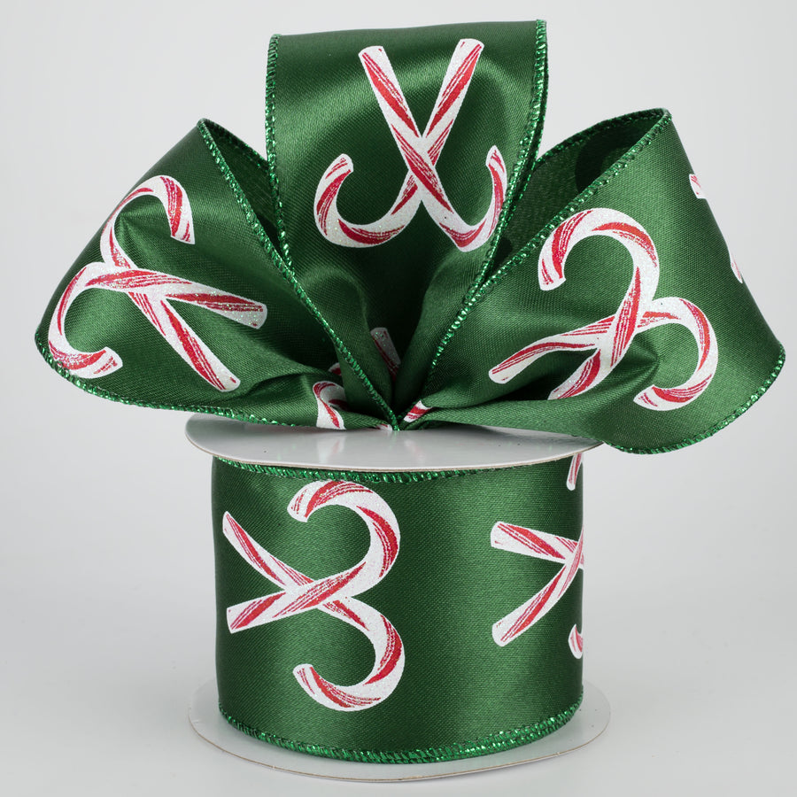 2.5" Criss Cross Candy Cane Ribbon: Emerald (10 Yards) Lifestyle Photo