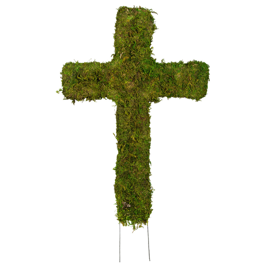 19" Cross Stake With Green Sheet Moss Item Number: KC1079