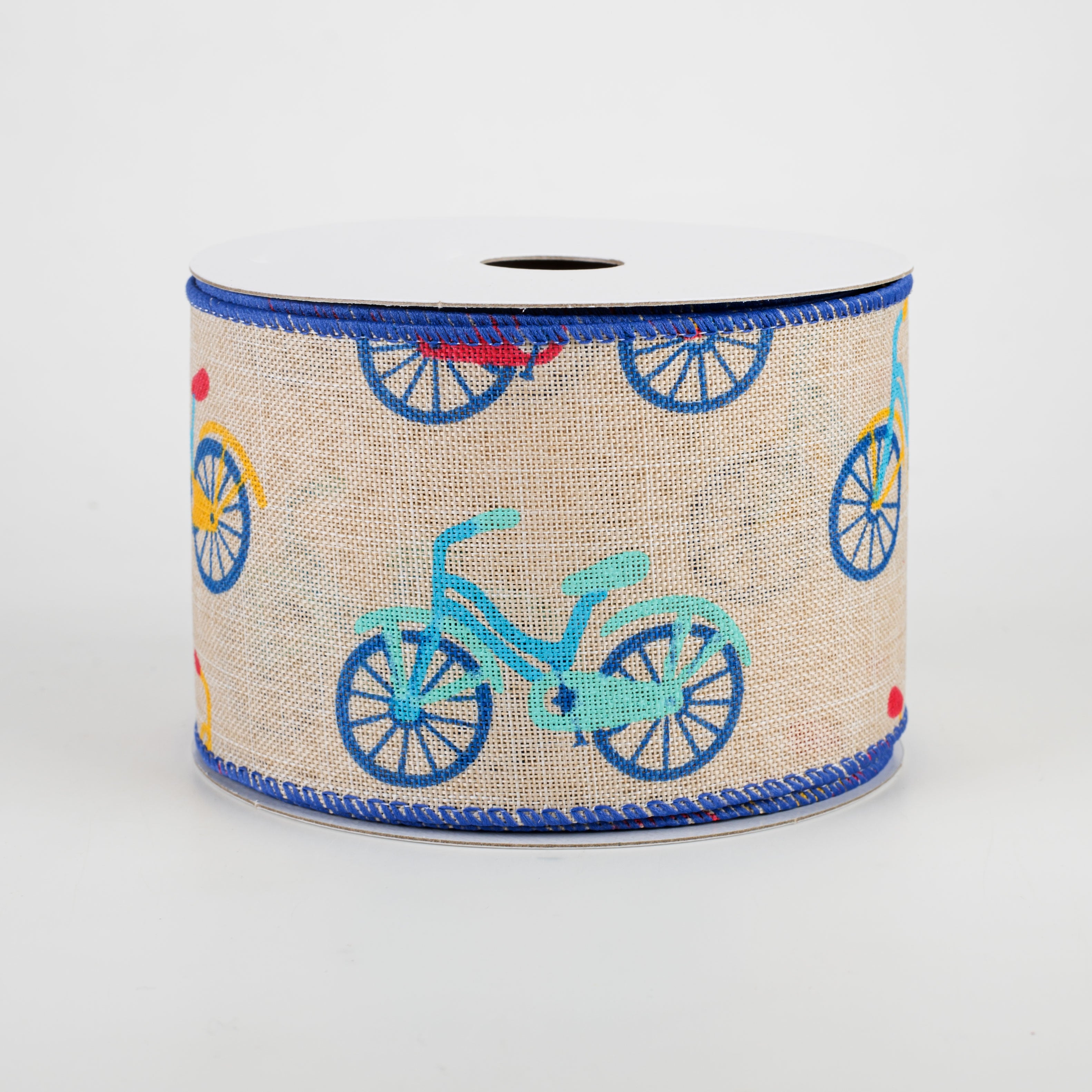 2.5" Cruiser Bike Ribbon: Natural & Blue (10 Yards)