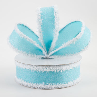 1.5" Crystal Shine Fuzzy Edge Ribbon: Light Blue & White (10 Yards) Lifestyle Photo